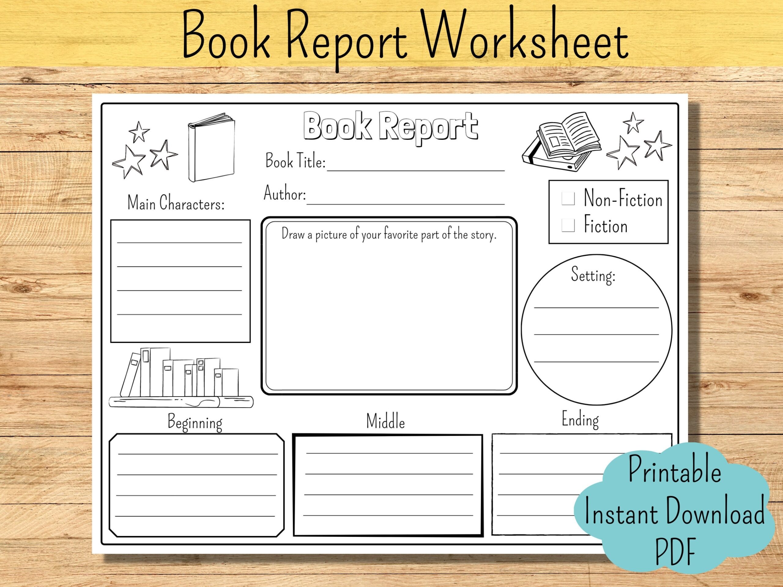 Book Report For Kids Printable Book Report Worksheet Homeschool Book Report Template Story Elements Printable Worksheet Etsy