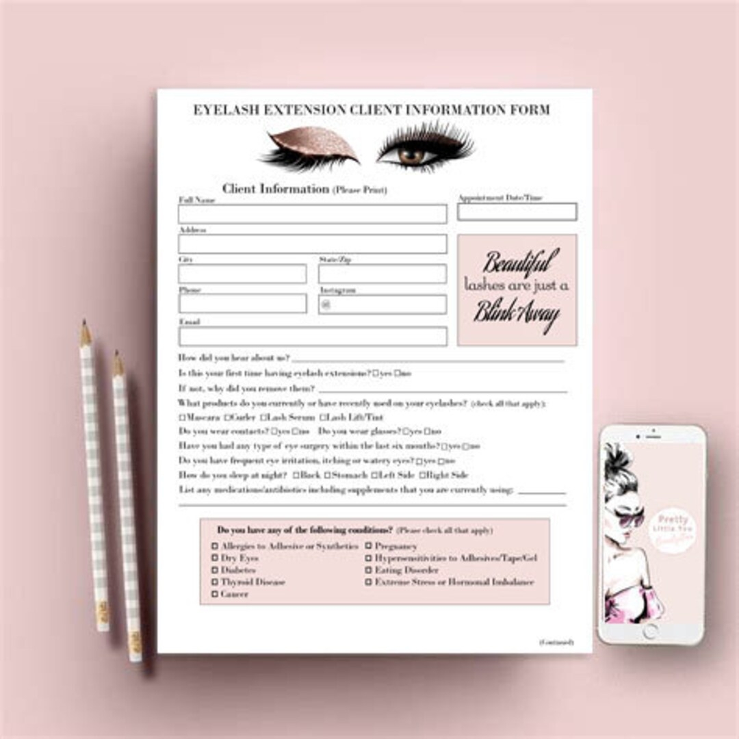 Bronze Eyelash Extension Forms Client Consent Form Client Information Form Client Intake Form Client Application Form Lash Extensions Etsy Ireland