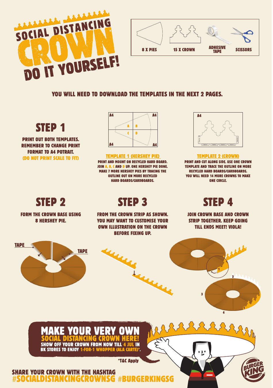 Burger King Social Distrancing Crown Template Download Printable PDF Templateroller