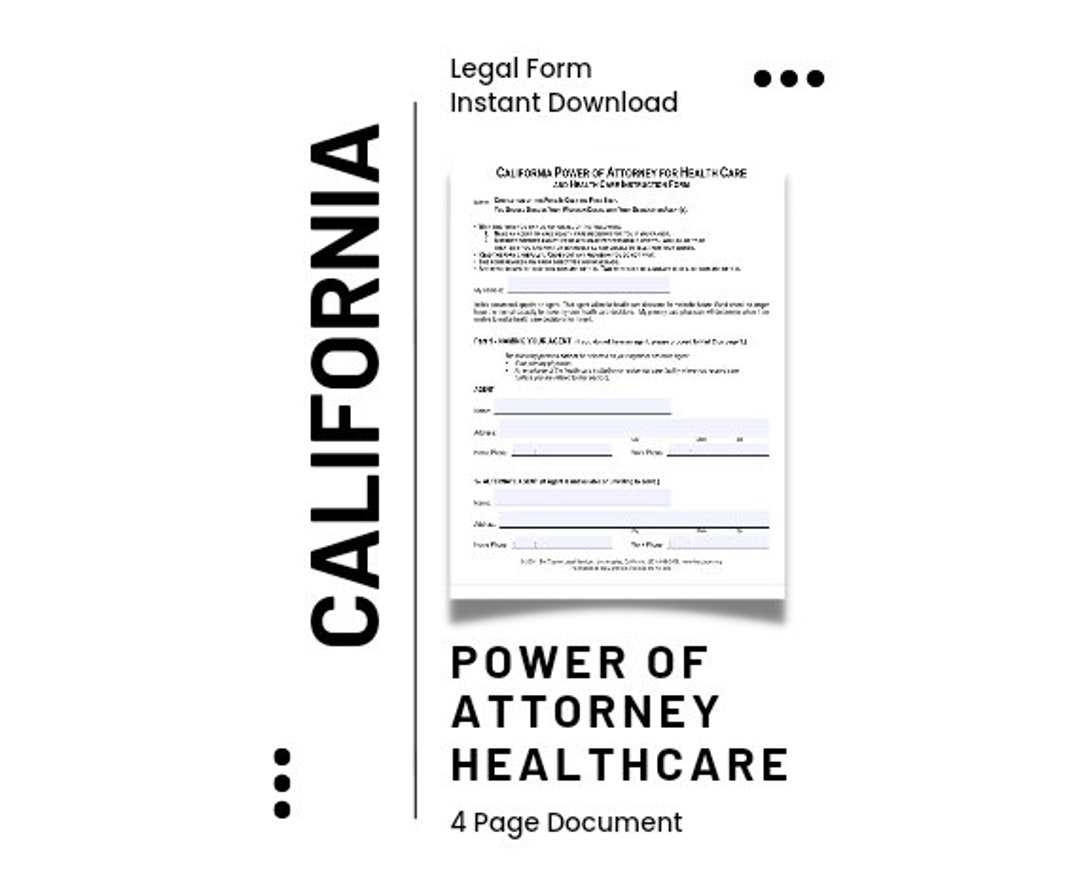 California Power Of Attorney Healthcare Etsy