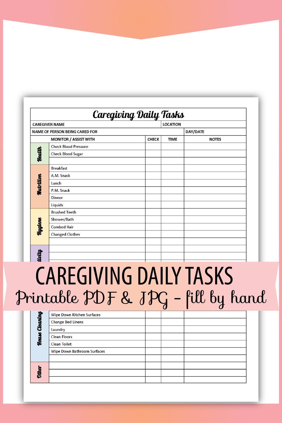 Free Printable Caregiver Assessment Forms