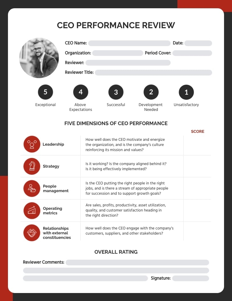 CEO Performance Review Template Visme