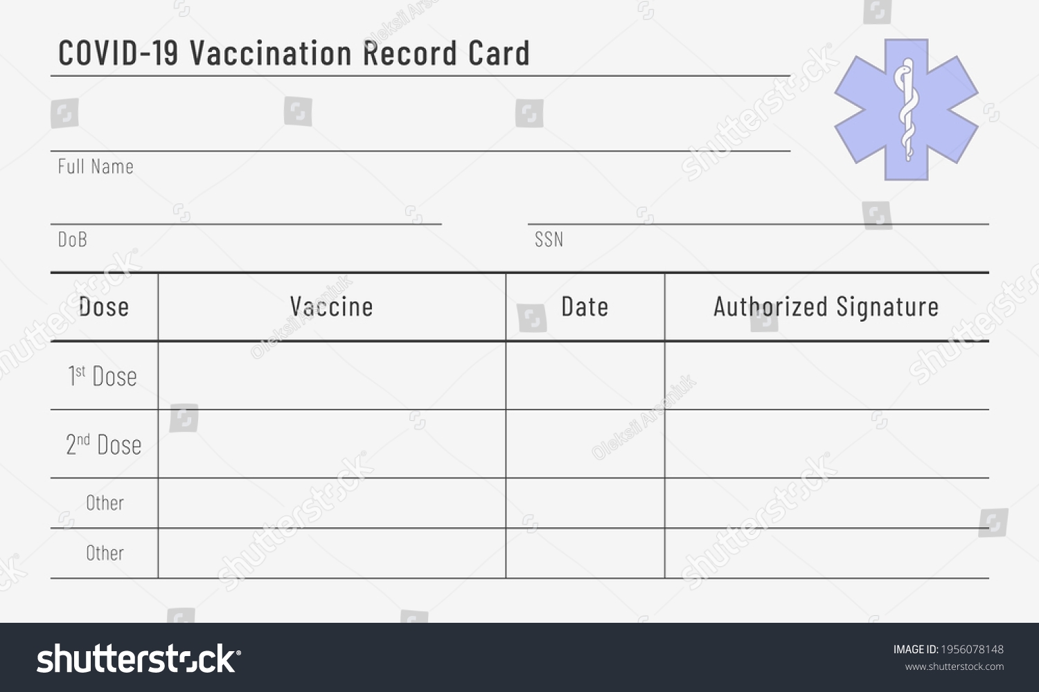Certificate Vaccination Against Covid 19 Blank Template Stock Vector Royalty Free 1956078148 Shutterstock