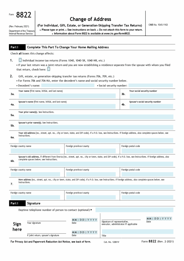 Change Of Address Form 8822 Template ONLYOFFICE