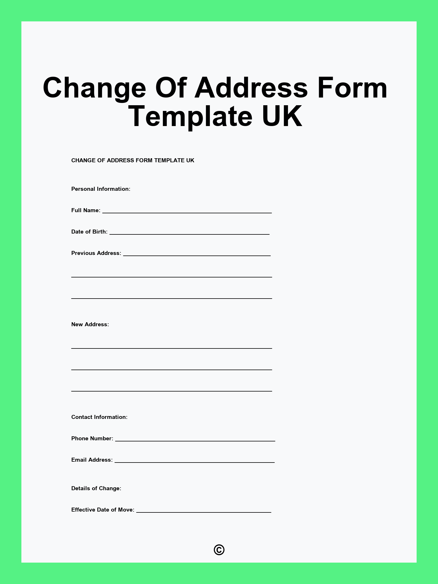 Free Change Of Address Form Printable