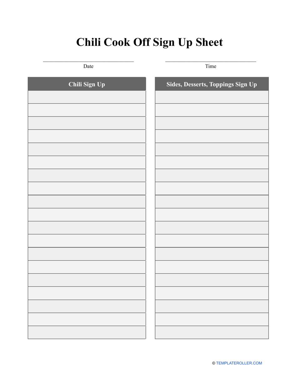 Chili Cook Off Sign Up Sheet Template Fill Out Sign Online And 