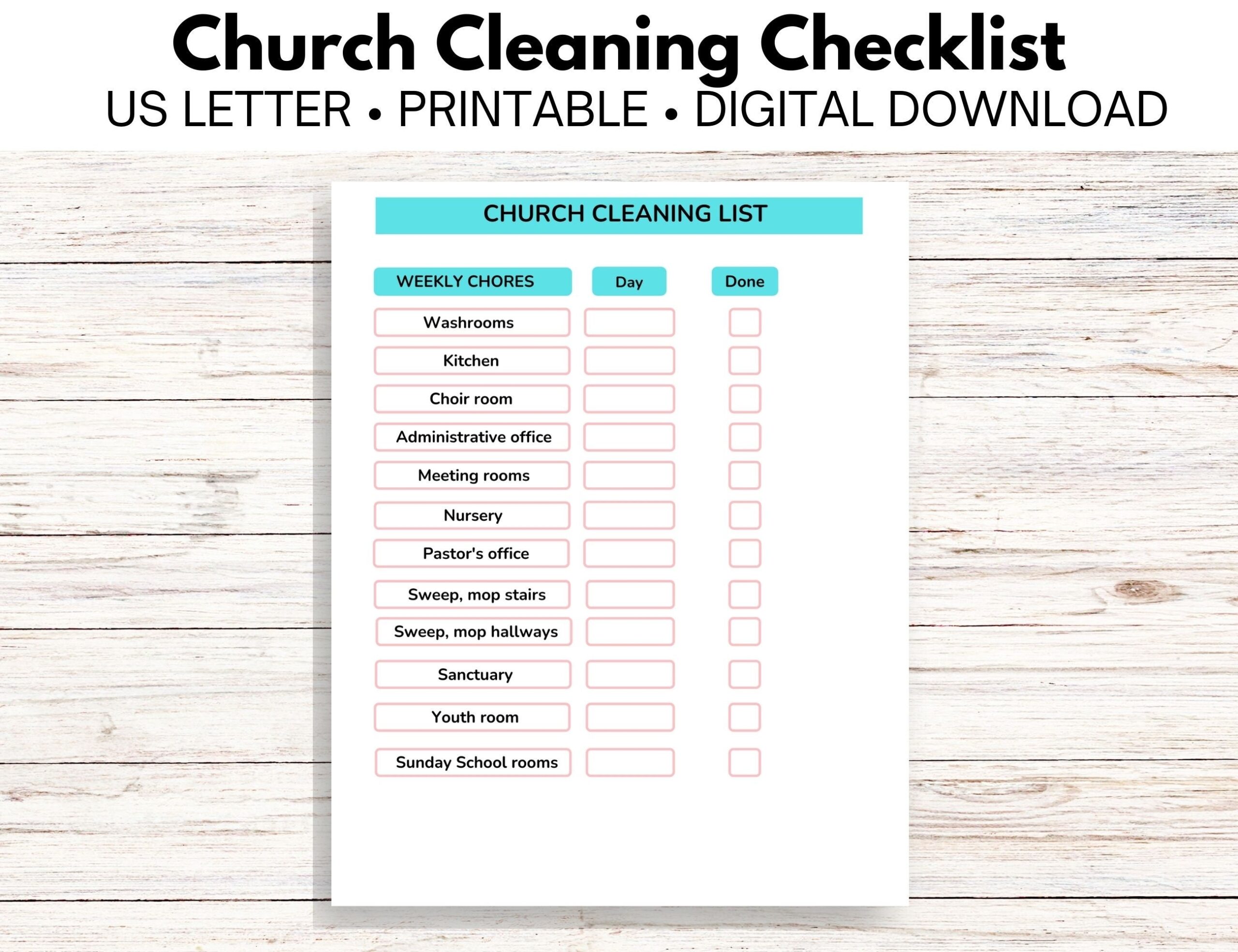 Church Cleaning List Etsy