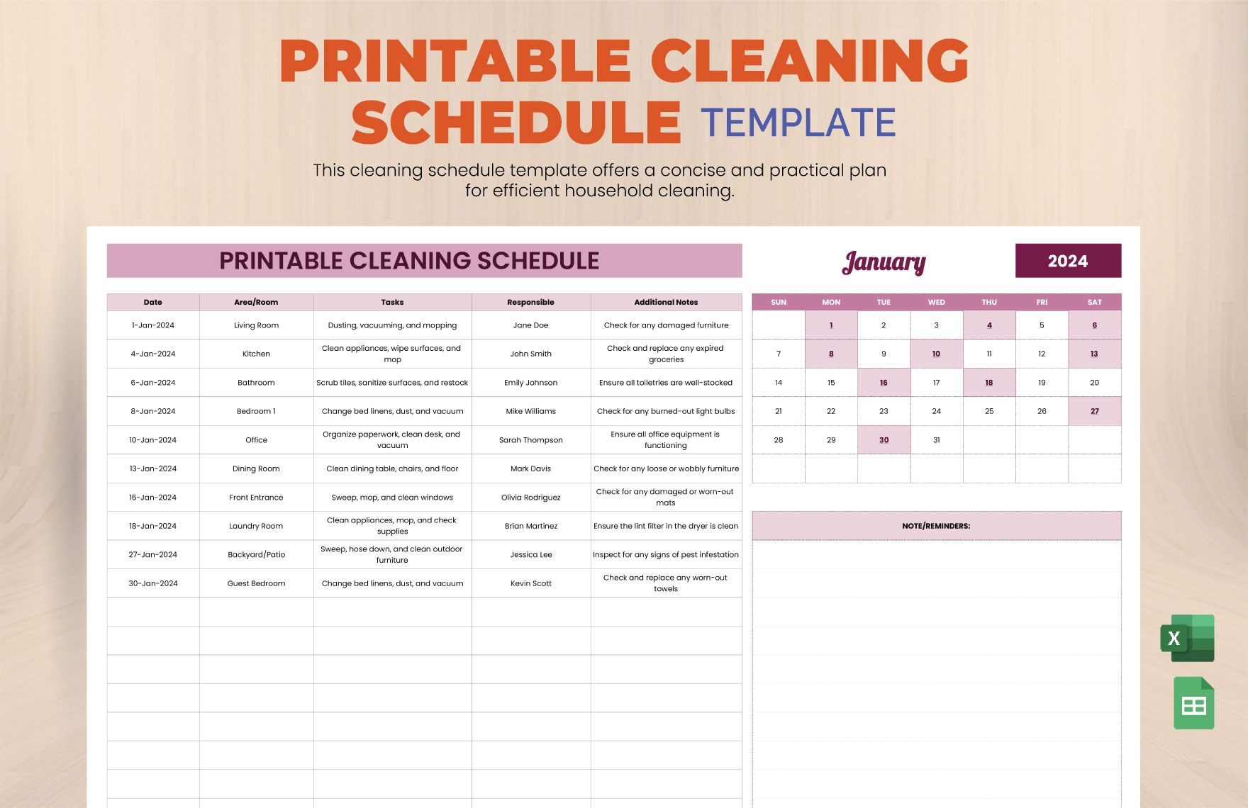 Church Cleaning Schedule Template In Excel Google Sheets Download Template