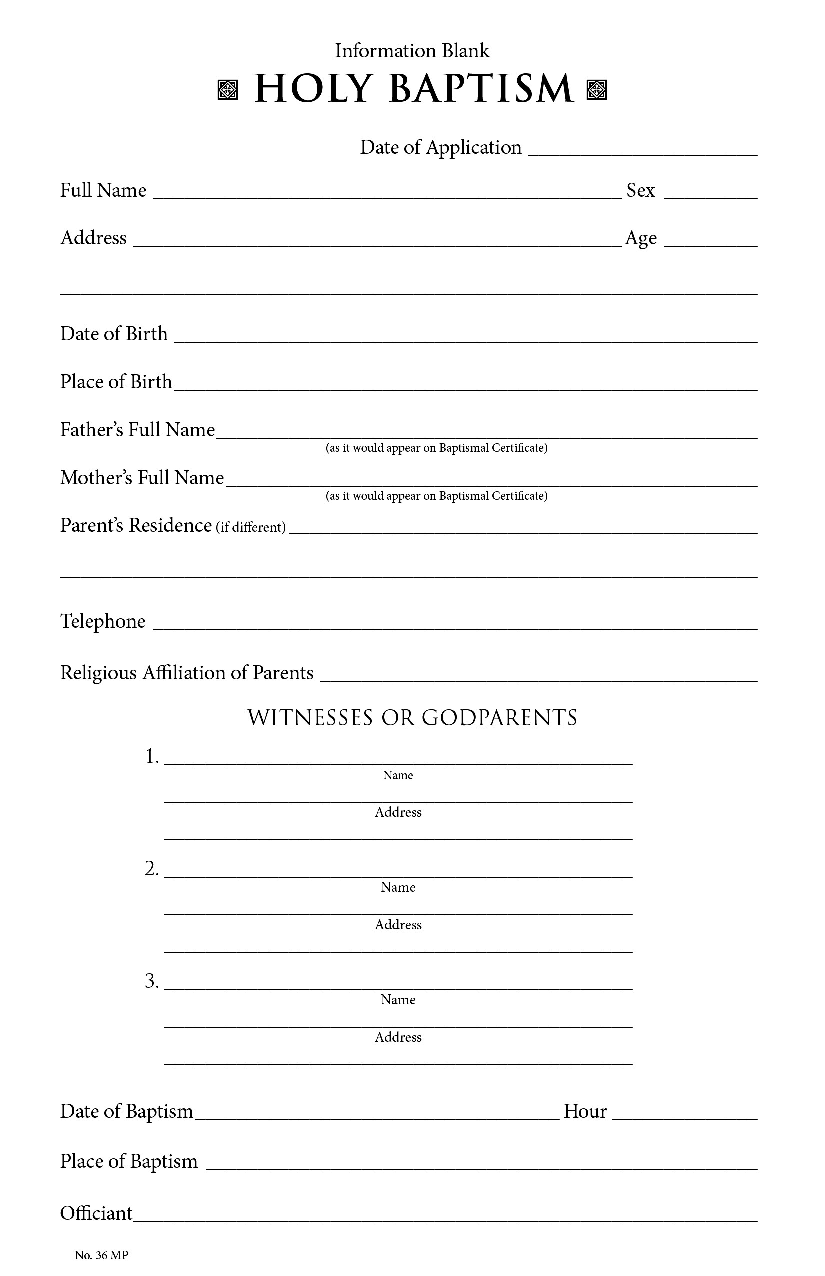 Free Church Forms Printable