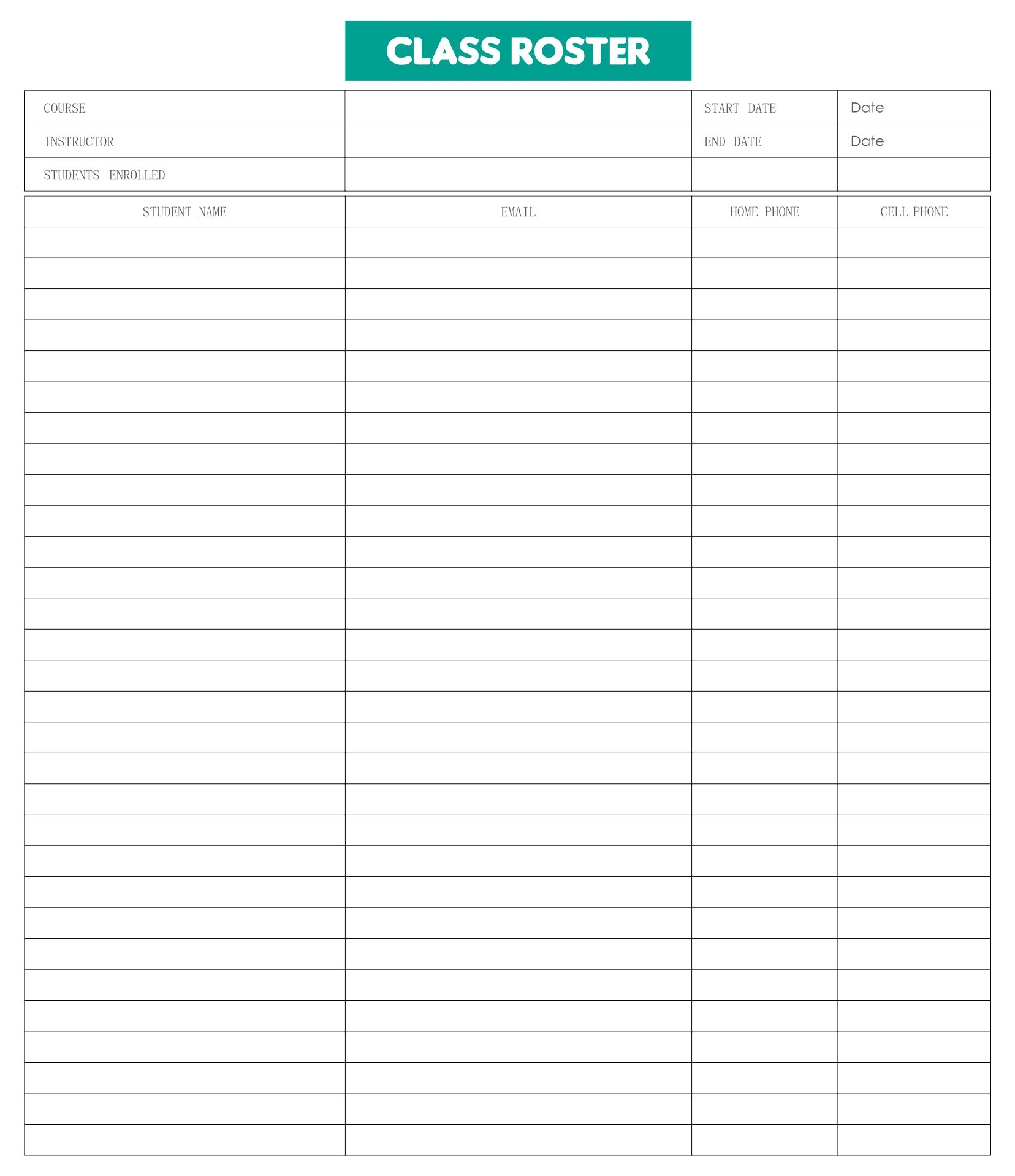 Class List Blank 10 Free PDF Printables Printablee