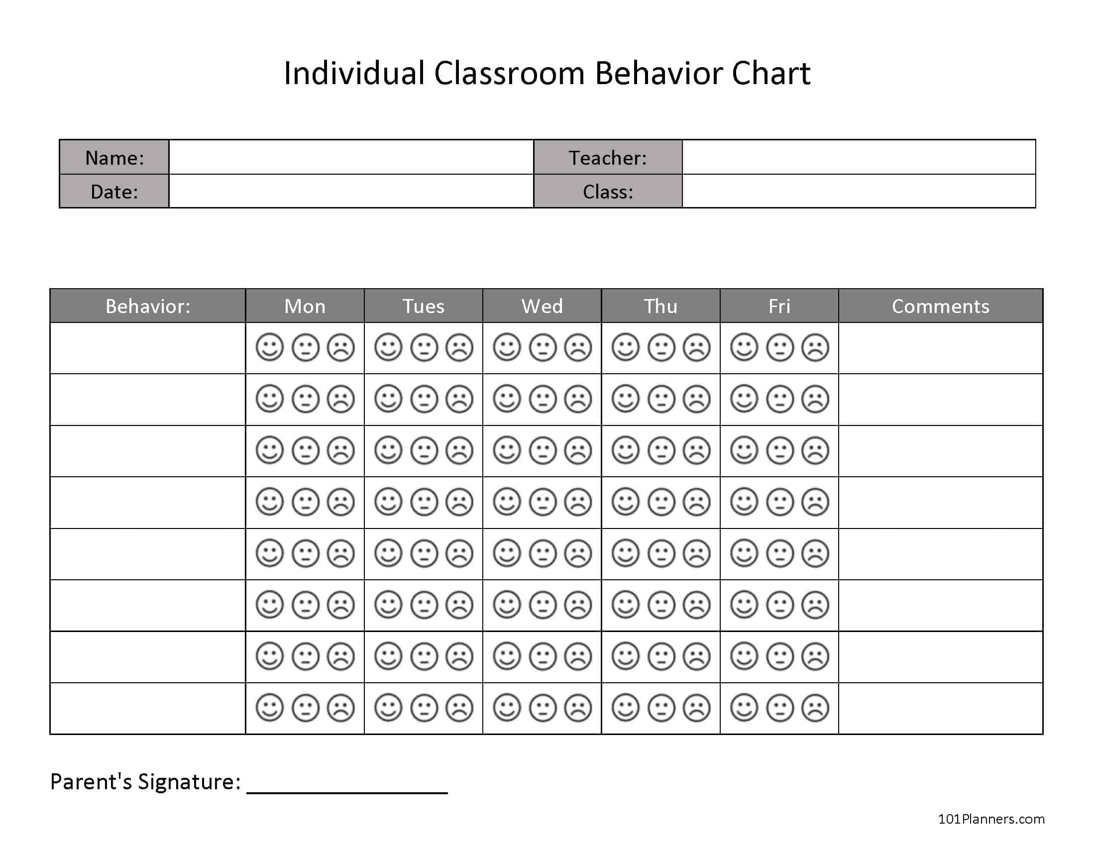Free Printable Behavior Forms For Teachers