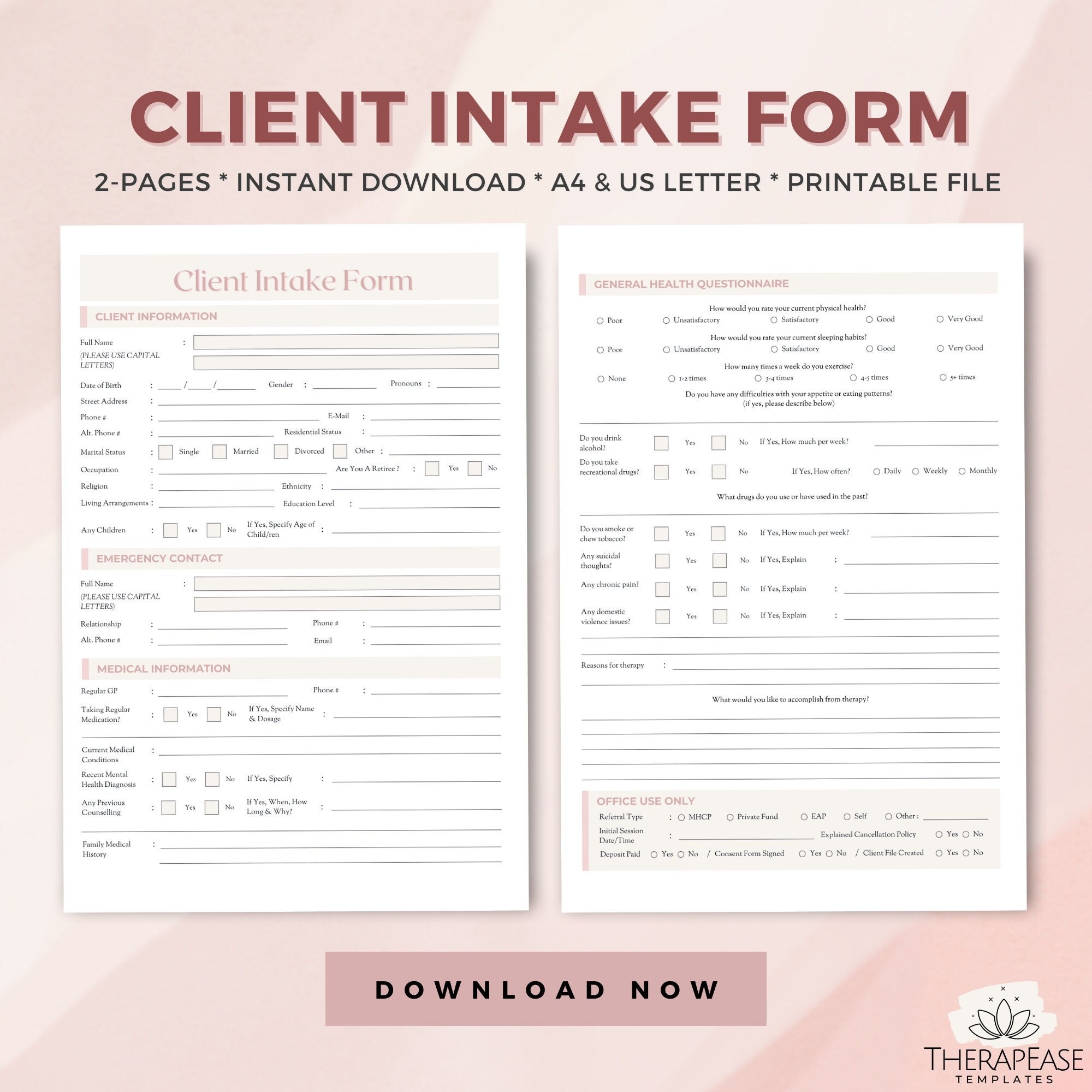 Client Intake Form Digital Template Therapy Signup Form Therapy 