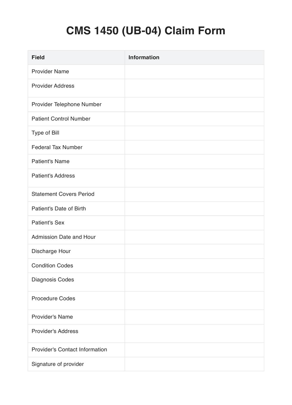 CMS 1500 Form U0026 Example Free PDF Download