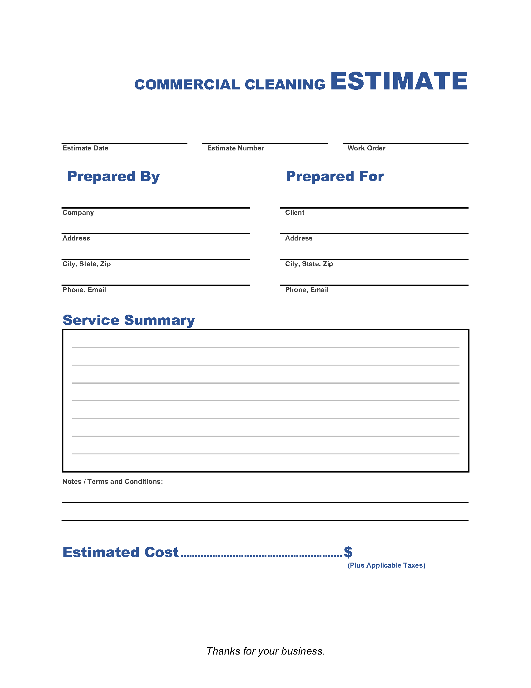 Commercial Cleaning Estimate Template Invoice Maker