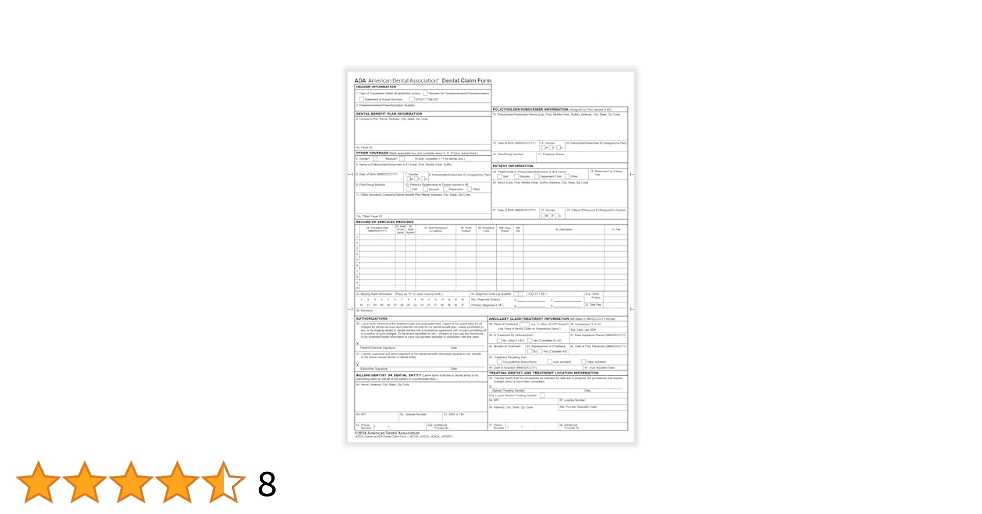 ComplyRight ADA Dental Claim Forms 2024 Version Box Of 2 500 8 1 2