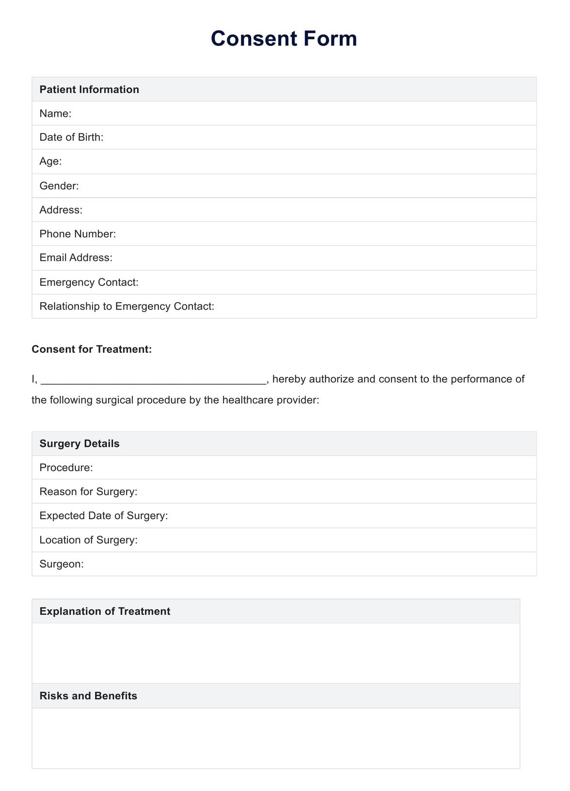Consent Form Template U0026 Example Free PDF Download