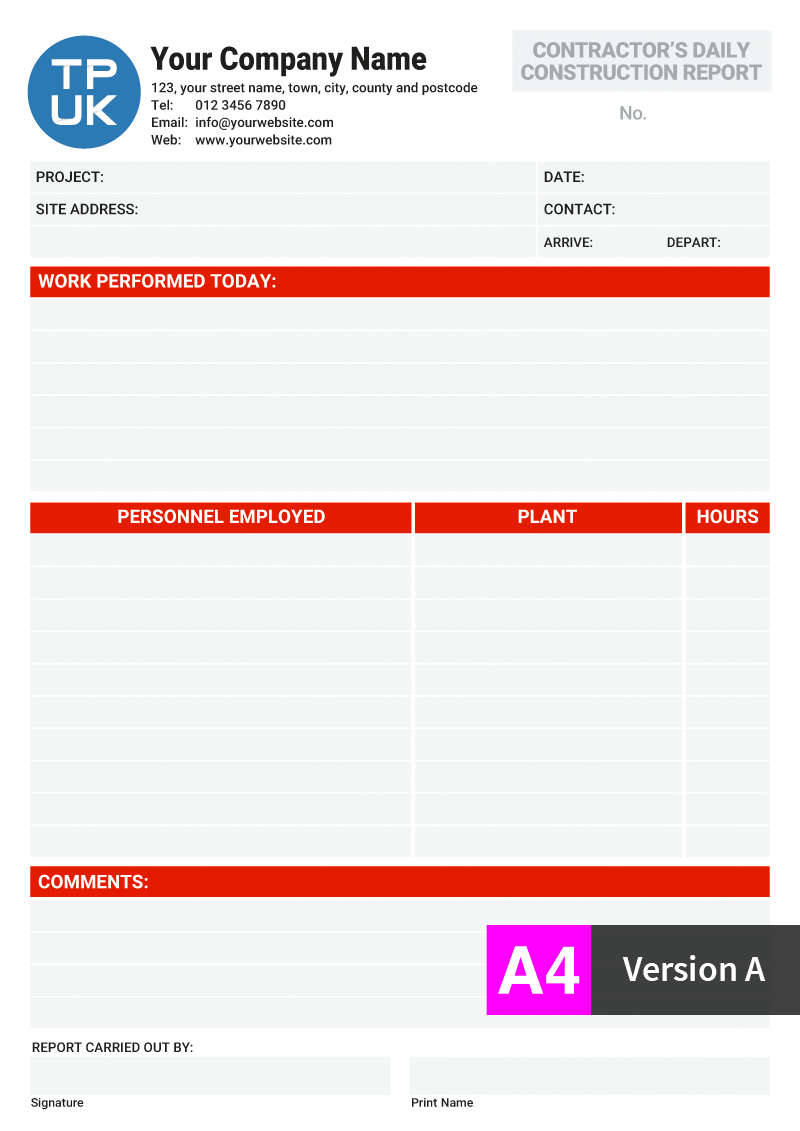 Free Printable Construction Forms