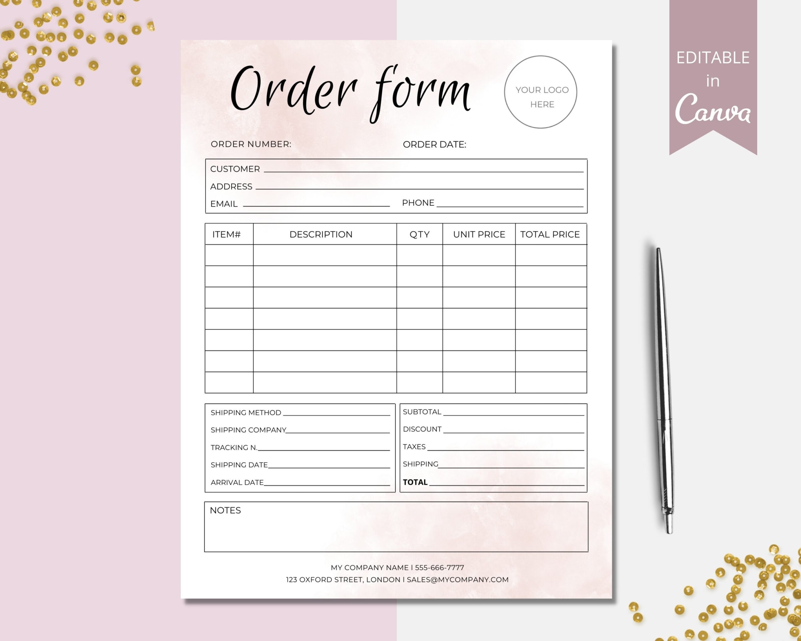 Custom Order Form Template Small Business Order Form Printable Sales Order Forms Canva Template Instant Digital Download DTP 004 Etsy Australia