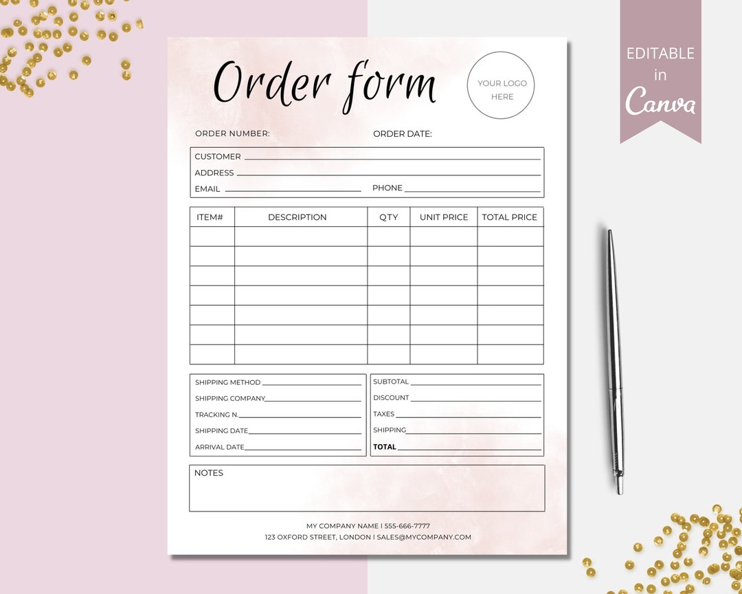 Custom Order Form Template Small Business Order Form Printable Sales Order Forms Canva Template Instant Digital Download DTP 004 Etsy