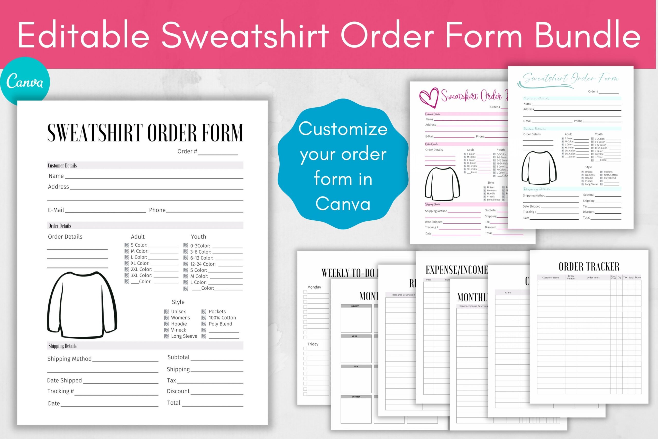 Custom Sweatshirt Order Form Template Free Printable