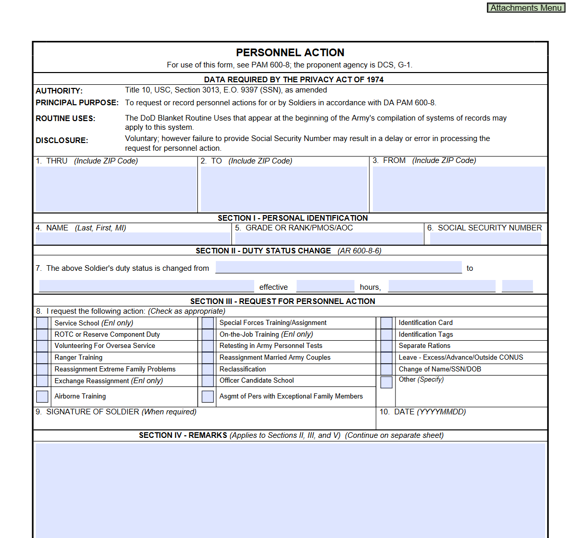 DA Form 4187 Personnel Action Form Forms Docs 2023