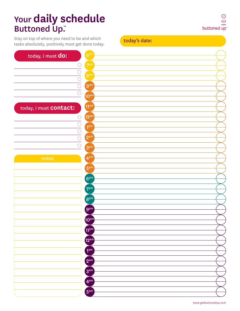 Free Printable Daily Schedule Forms