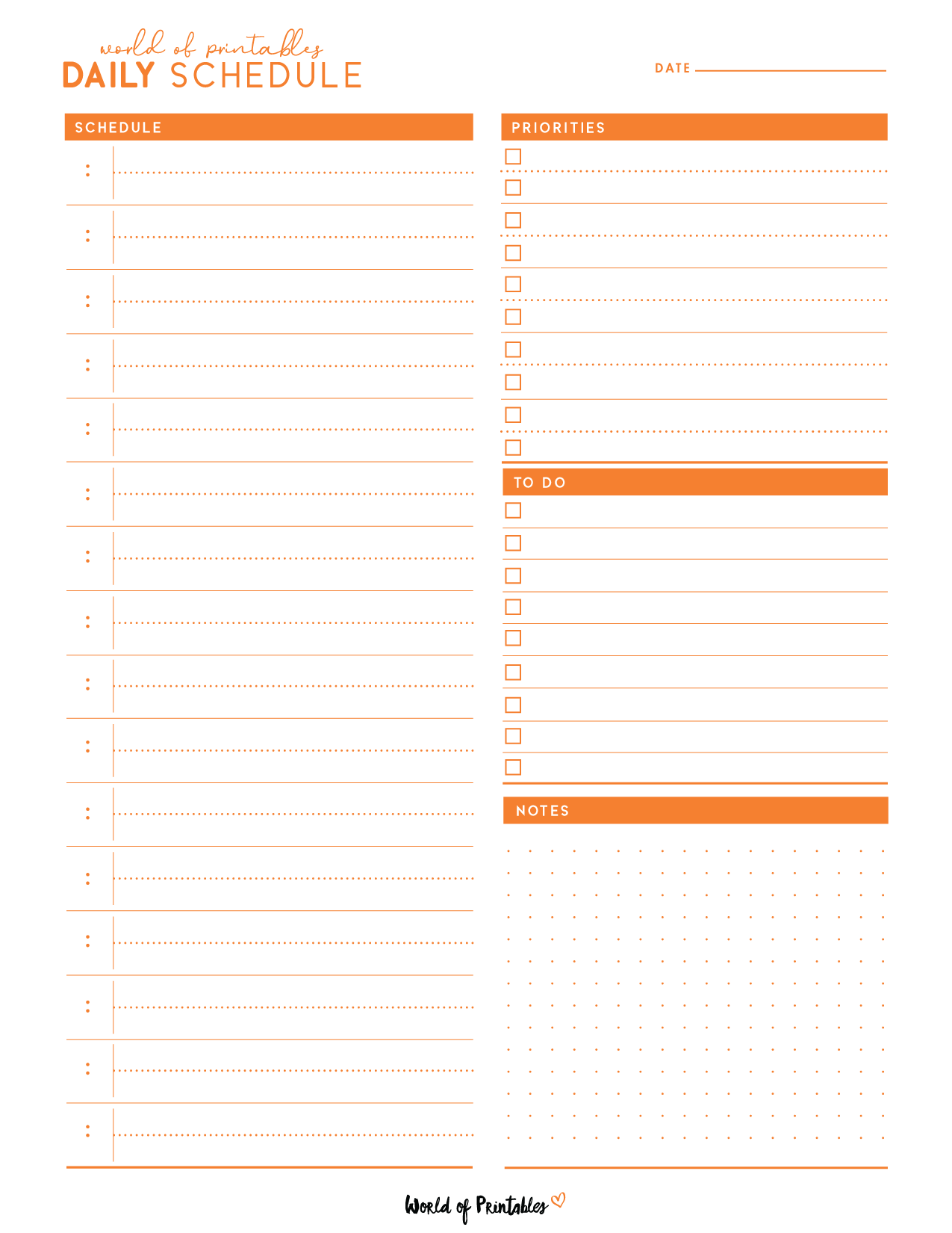 Free Printable Daily Time Management Forms