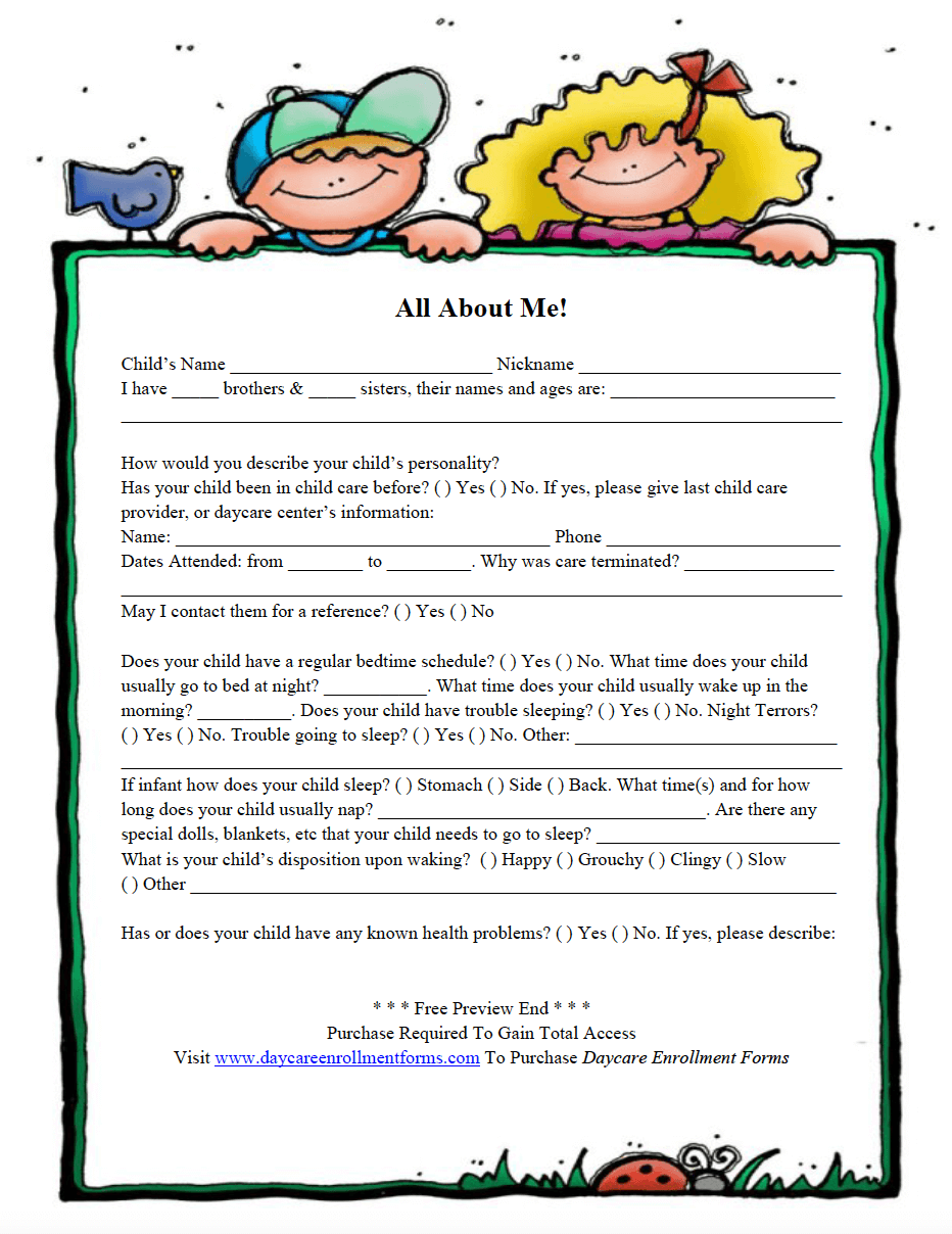 Free Printable Daycare Forms Templates