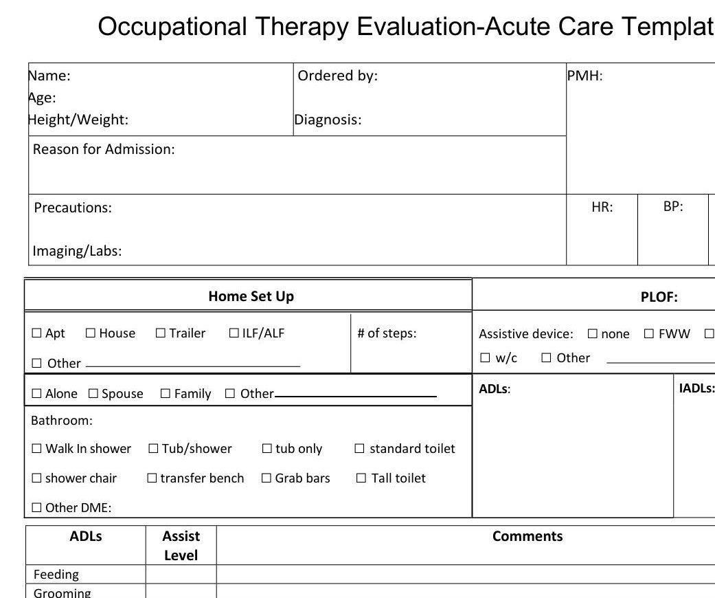 Free Printable Physical Therapy Evaluation Forms