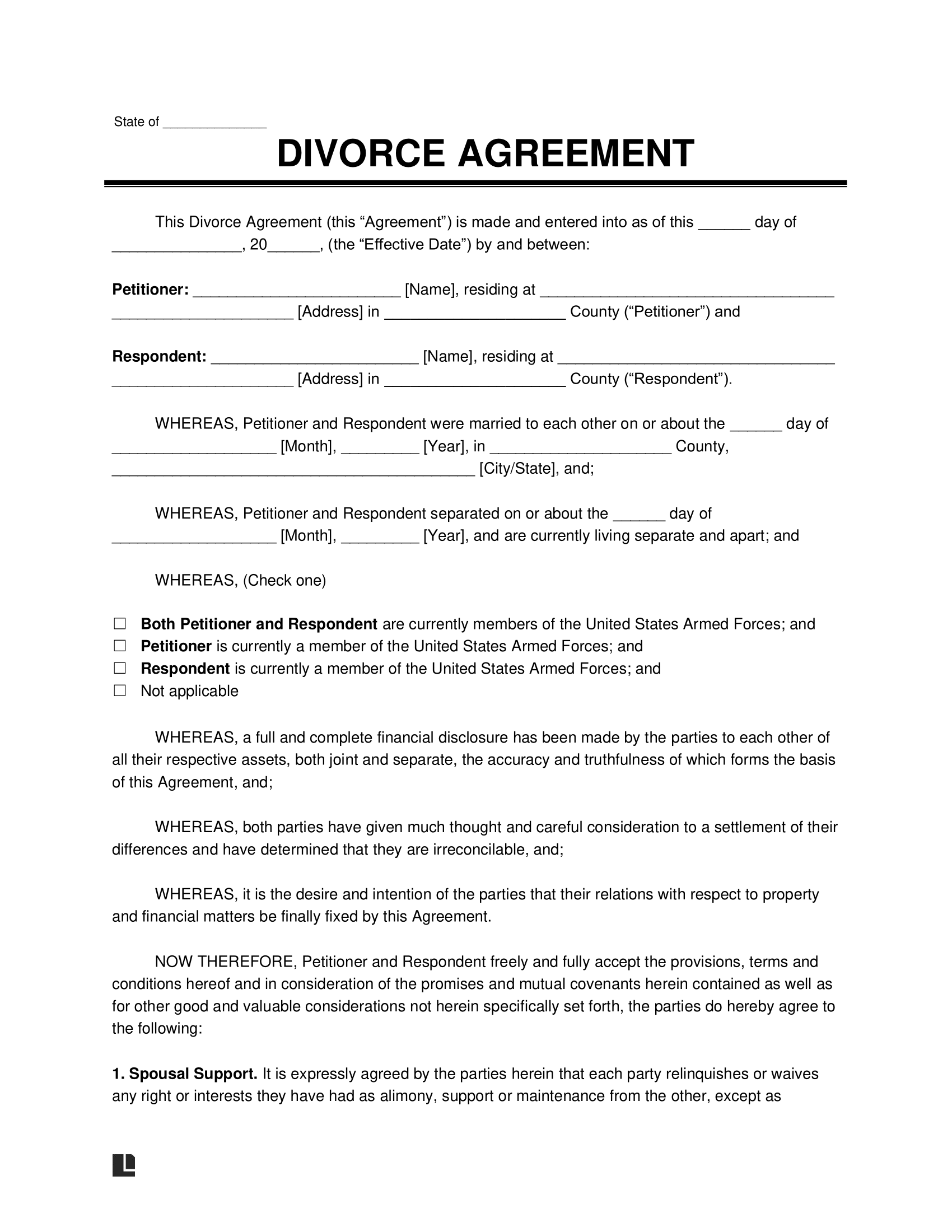 Free Printable Divorce Forms Nevada