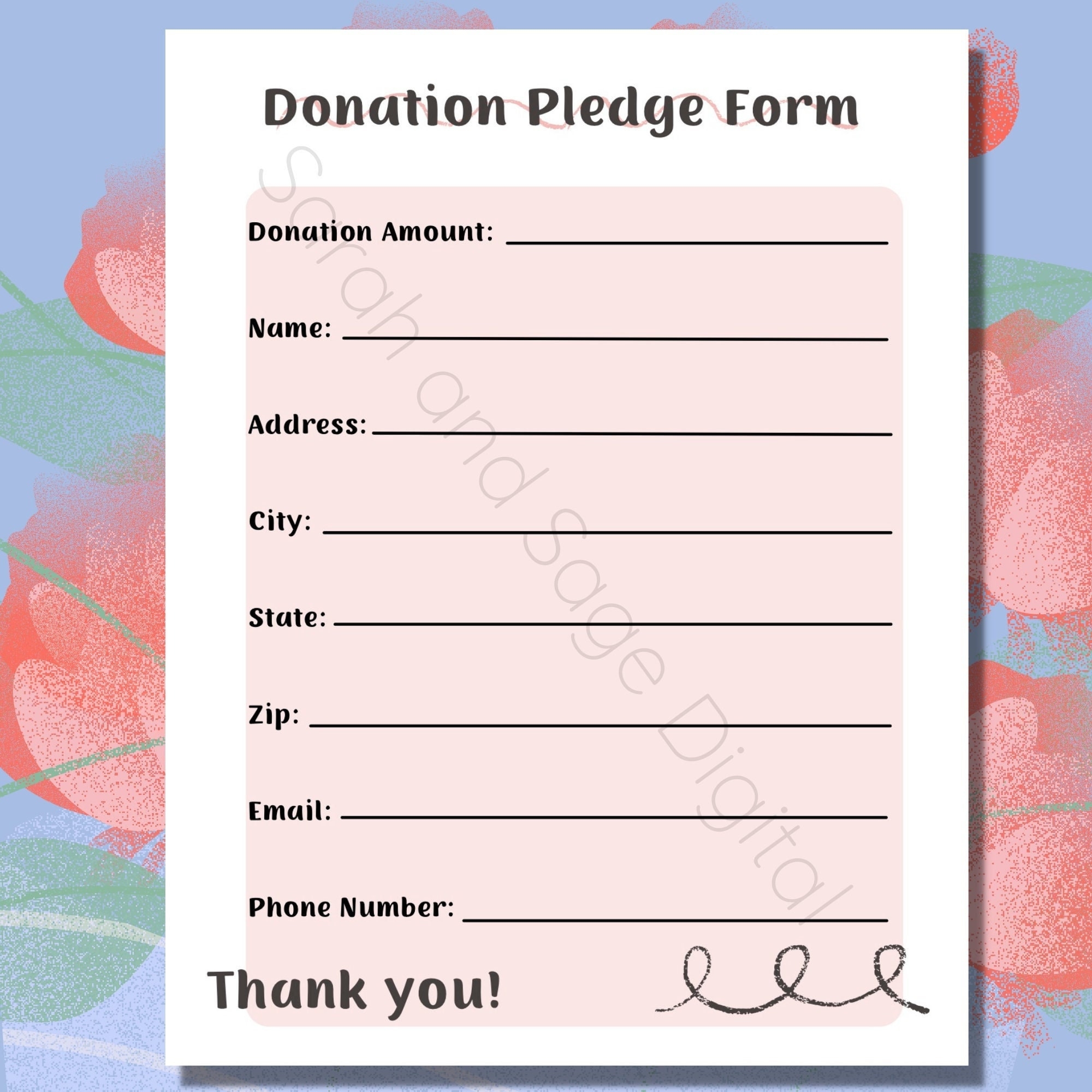 Free Printable Donation Form Template