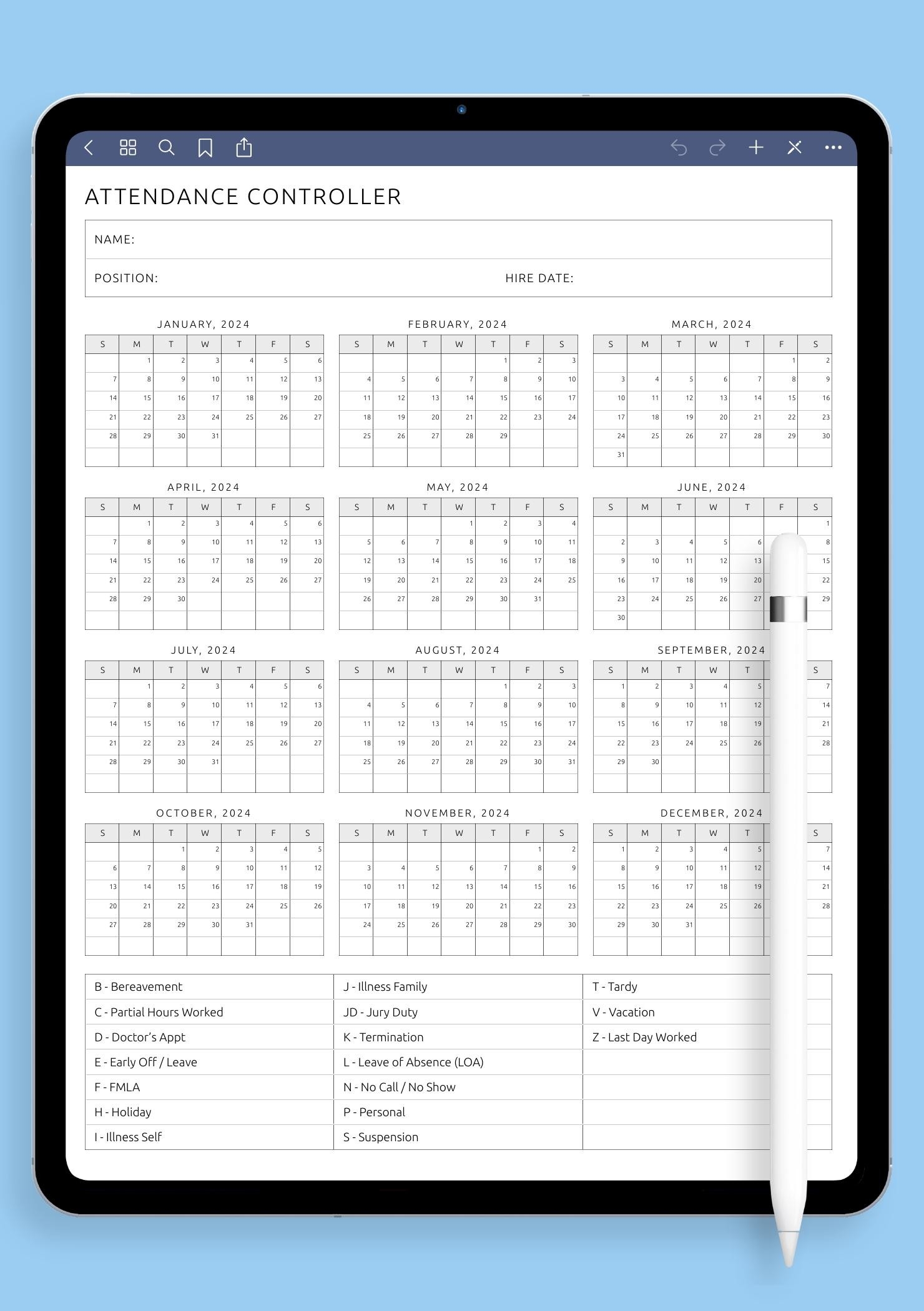 Free Printable Employee Attendance Forms