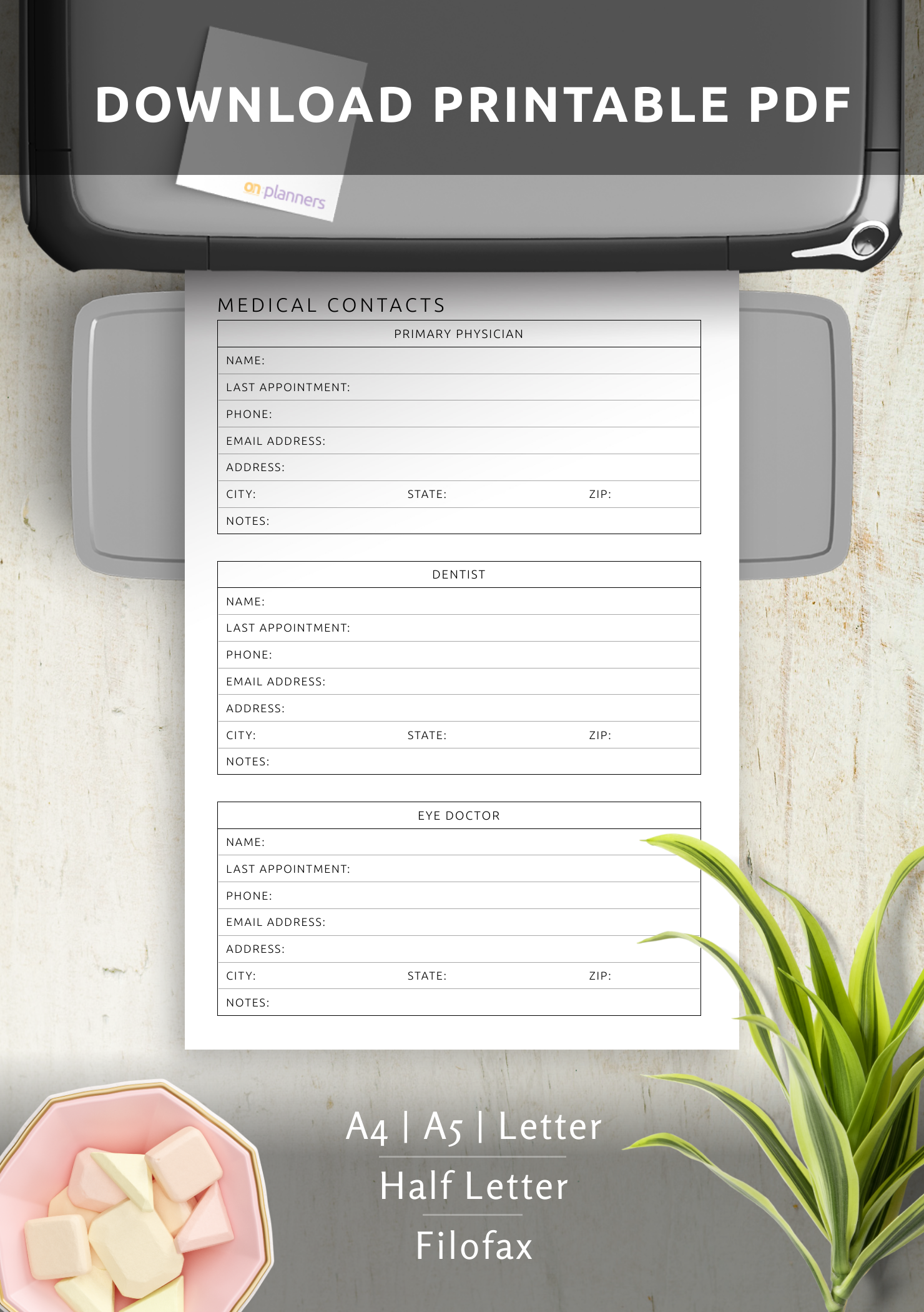 Free Printable Physician Contact Form