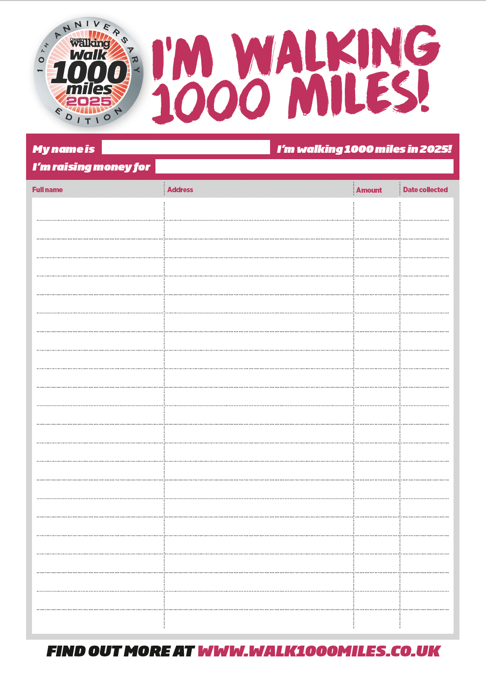 Download Your walk1000miles Sponsorship Form Walk 1000 Miles