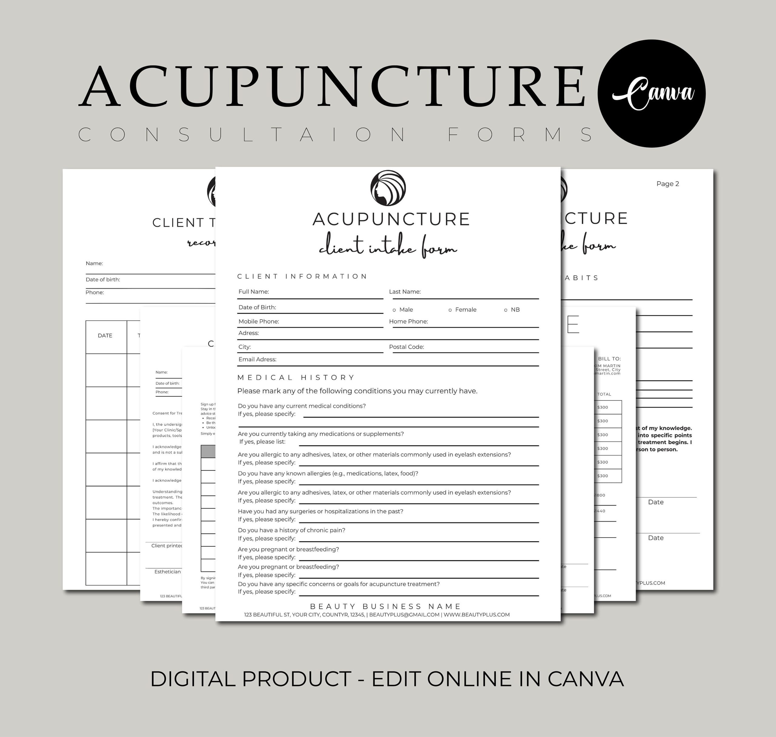 Editable Acupuncture Consultation U0026 Consent Forms Client Intake 