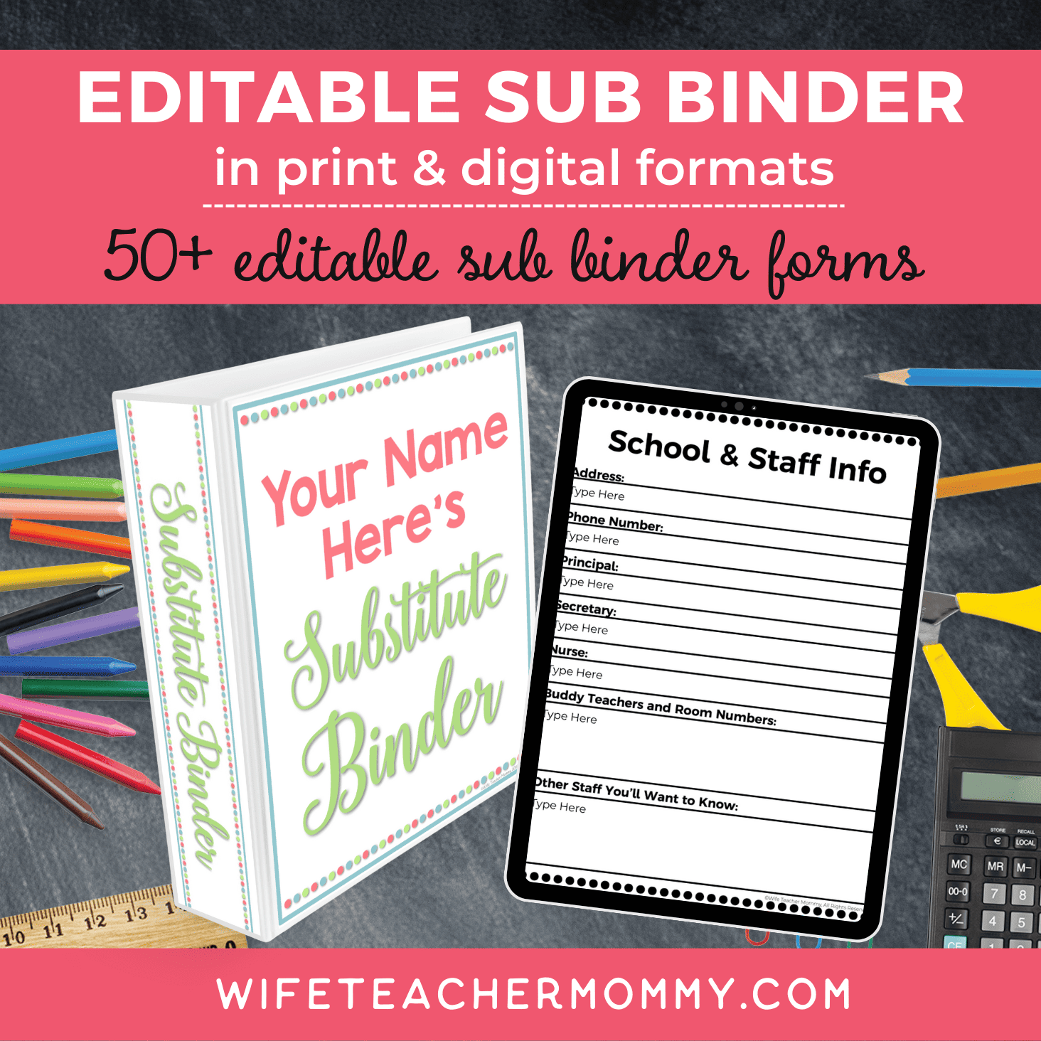Editable Substitute Binder Sub Binder PRINT GOOGLE BUNDLE Educate U0026 Rejuvenate