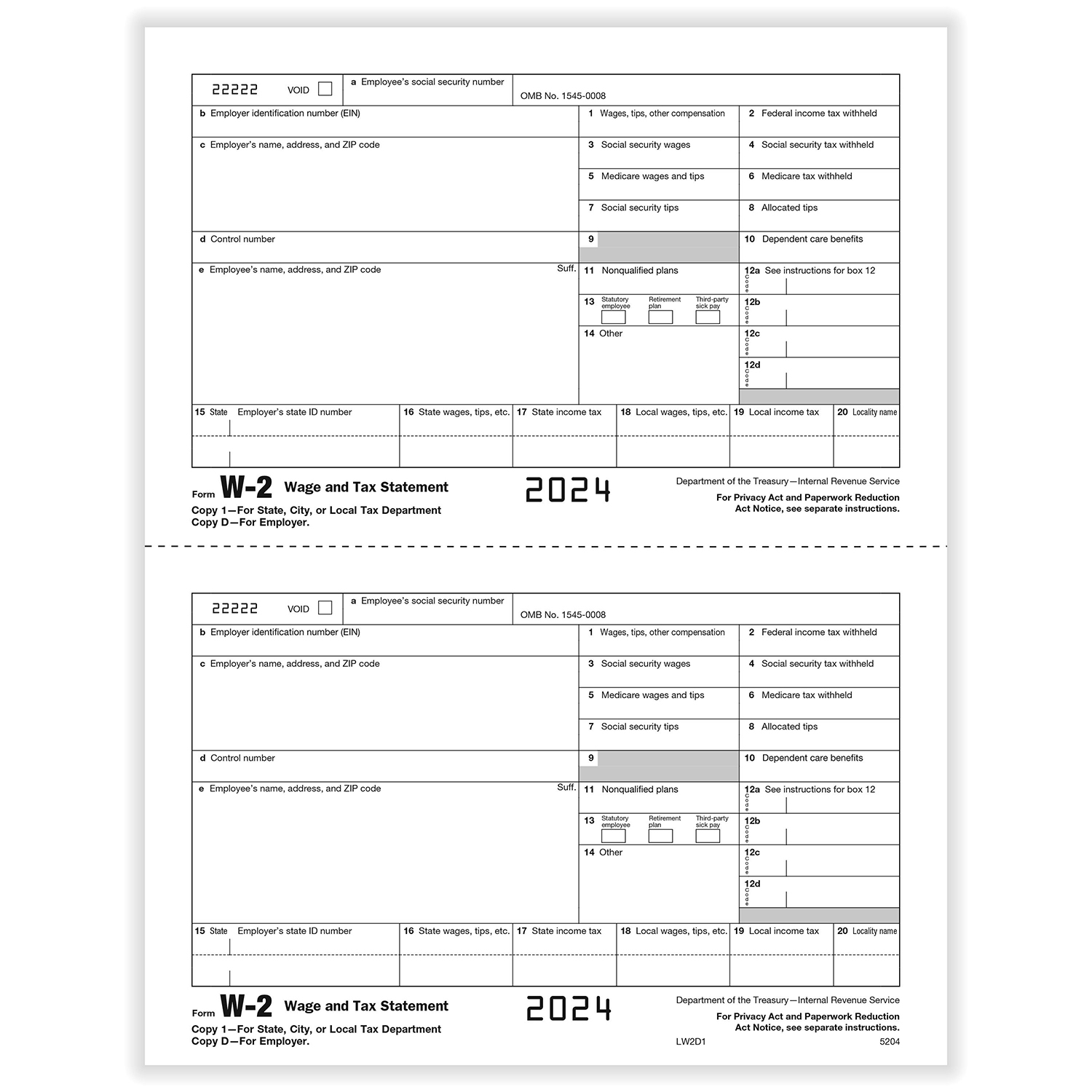 Employer W2 Copy D Formstax