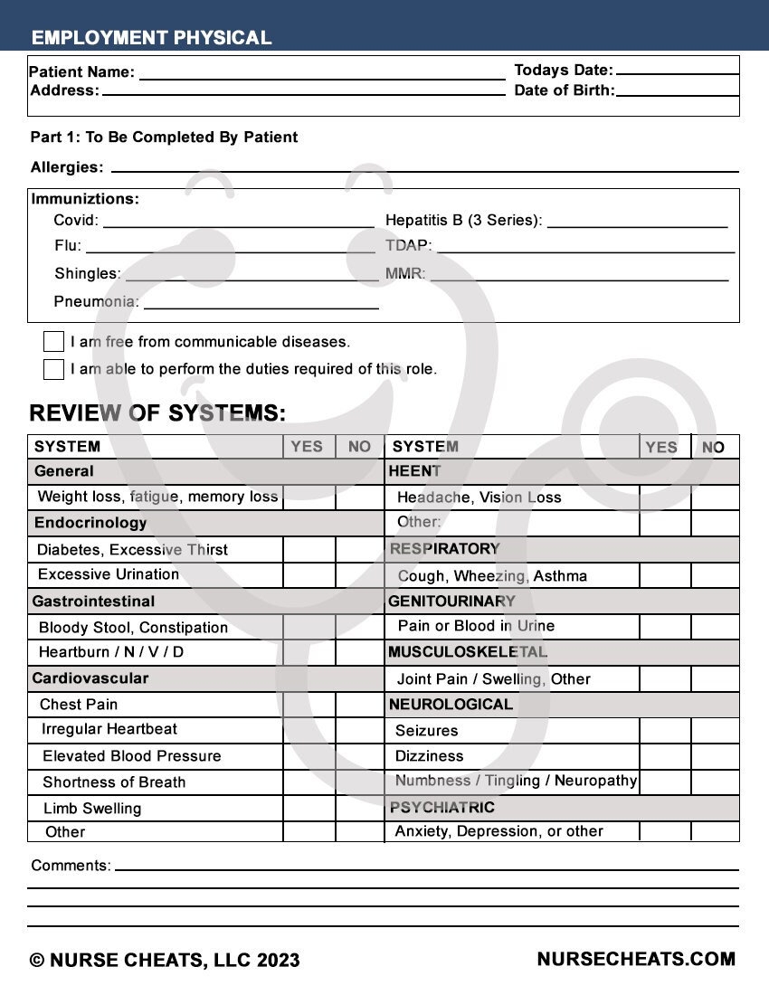 Employment Package Digital 2 Step TB Employment Physical And 