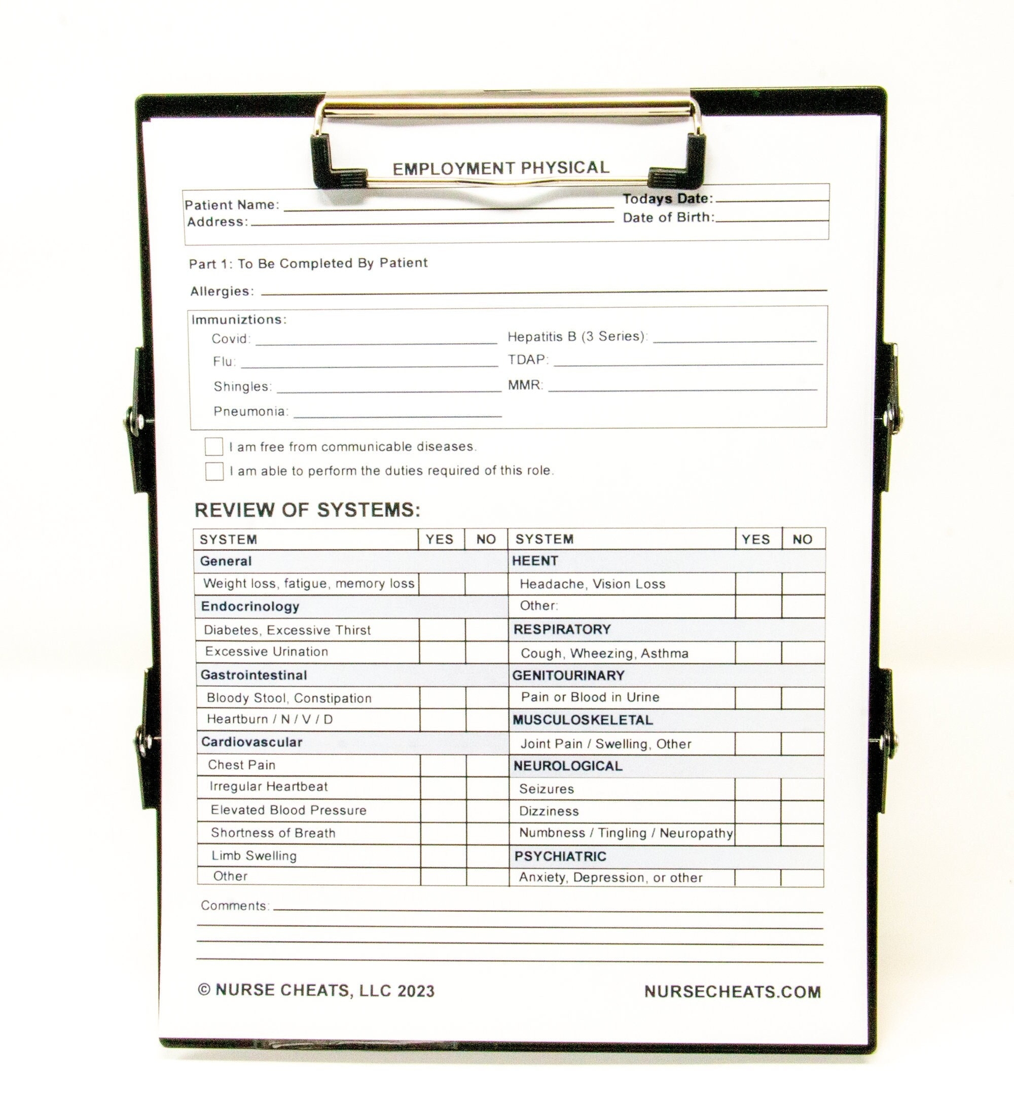 Free Printable Tb Test Form For Employment