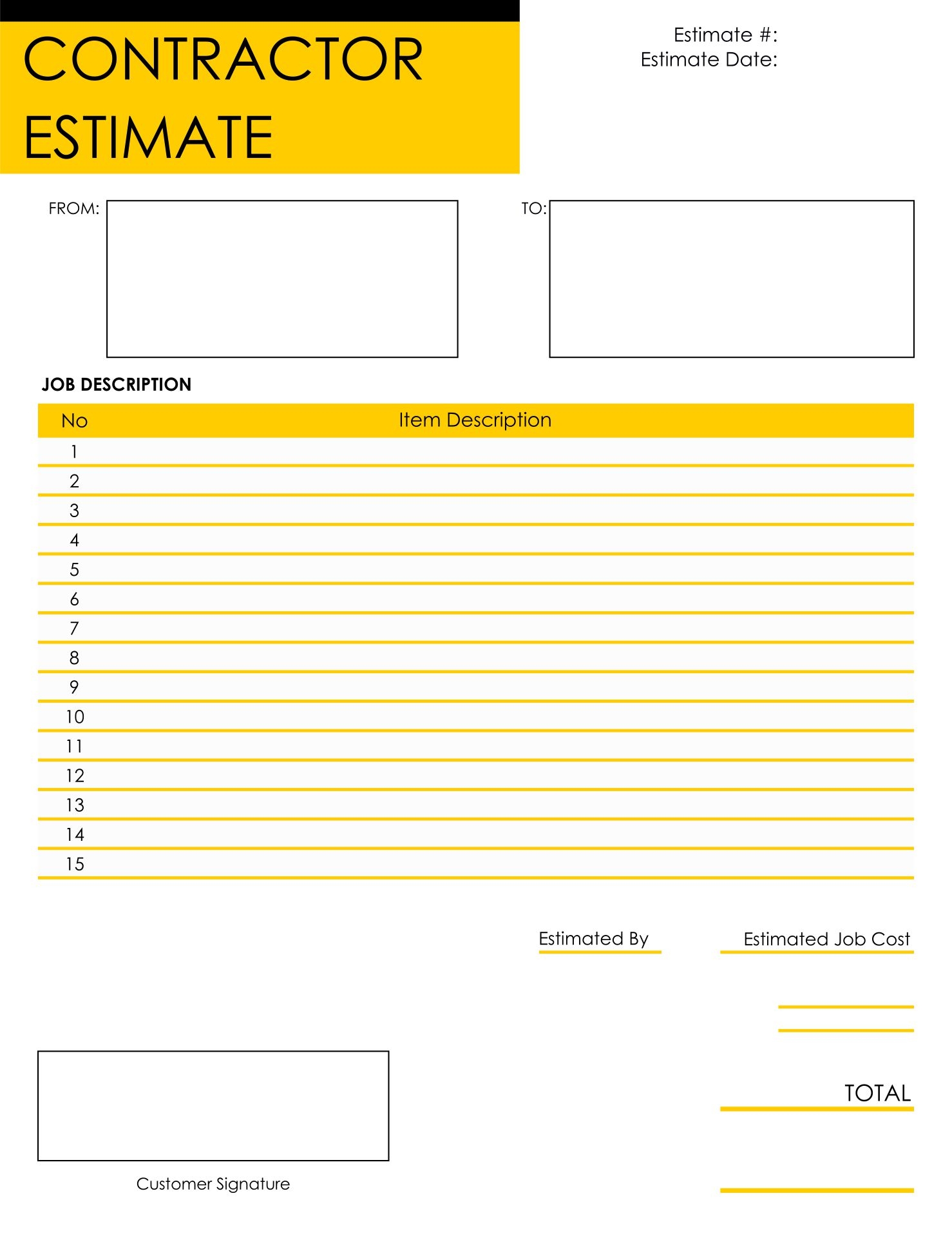 Estimate Templates Blank Downloadable 10 Free PDF Printables 