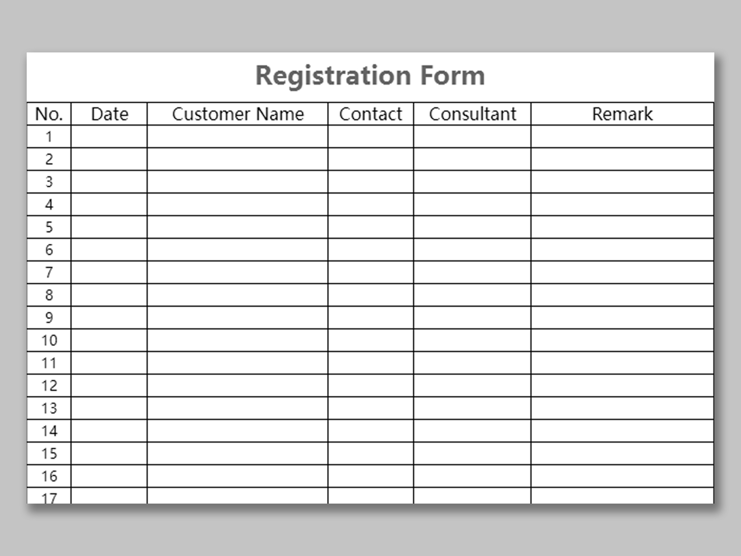 Free Printable Registration Form Template