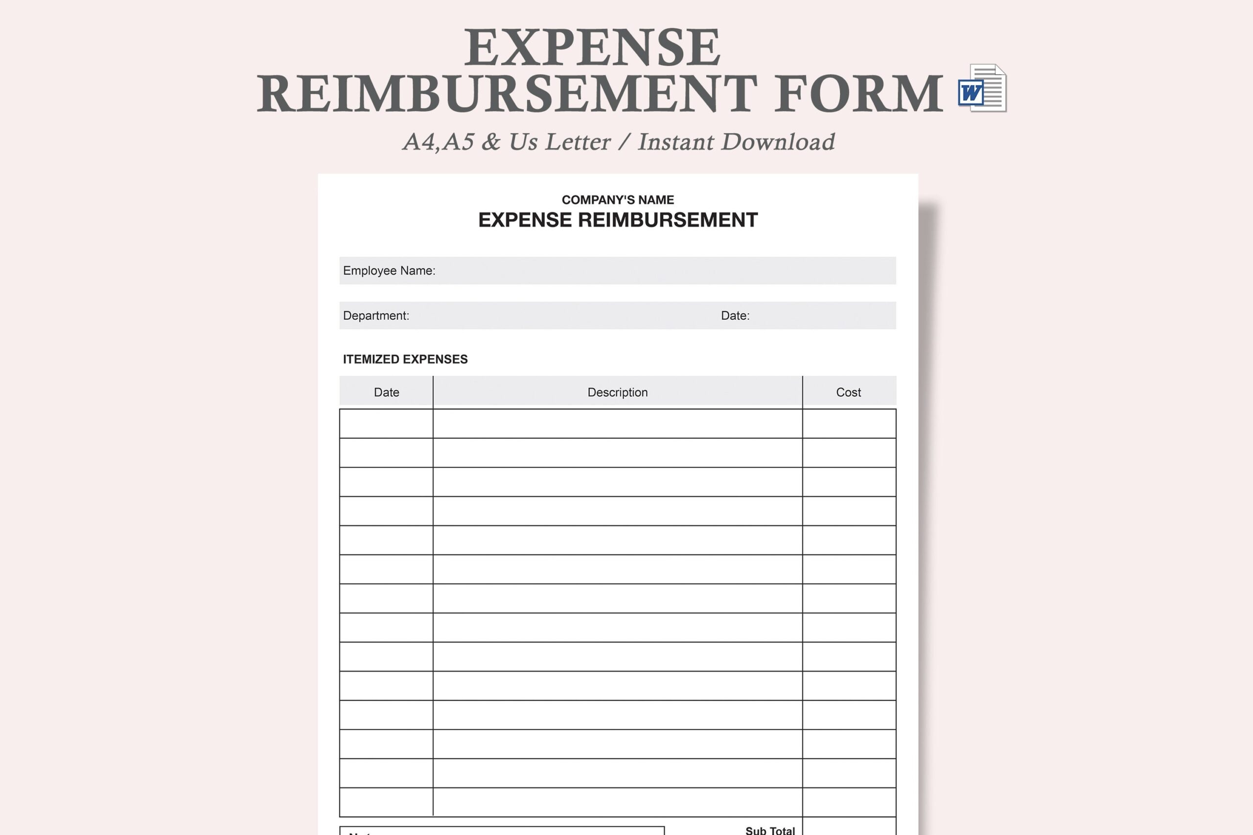 Expense Reimbursement Form expense Reimbursement Form Template 