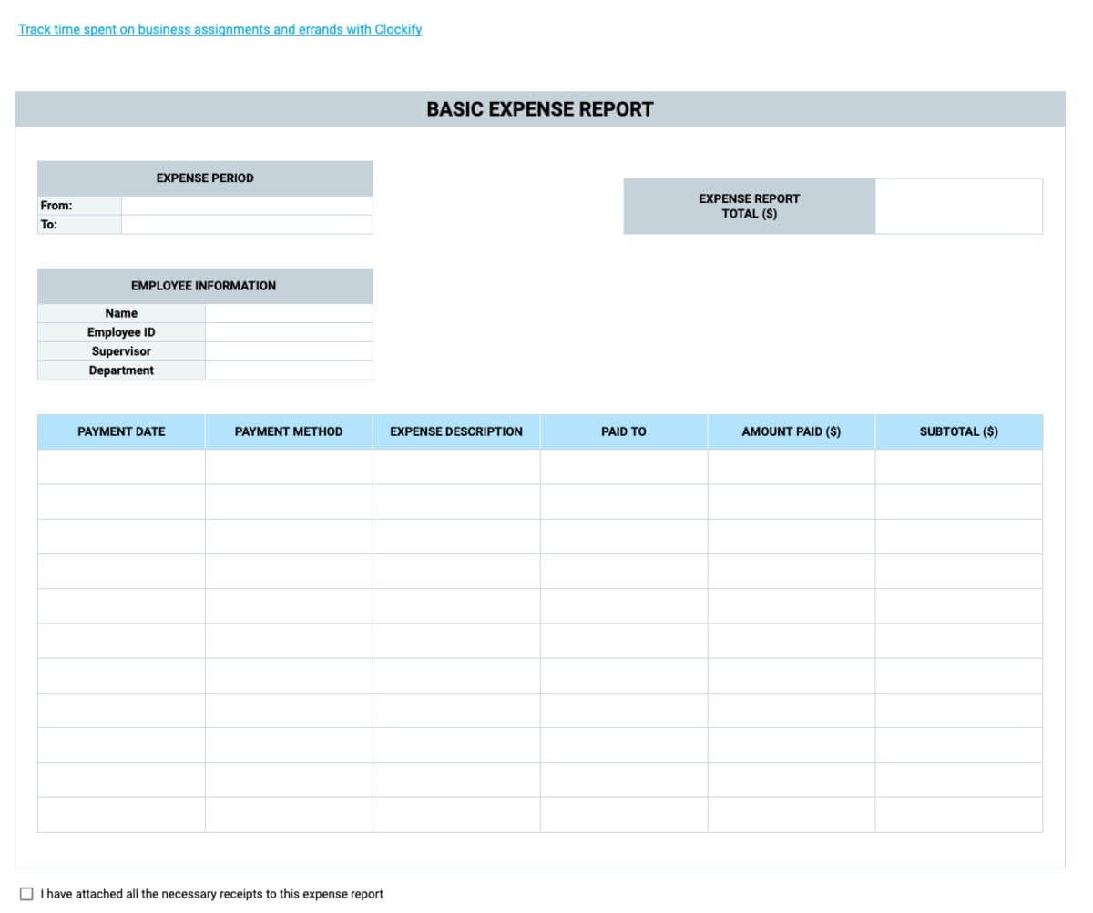Free Printable Editable Expense Tracking Form
