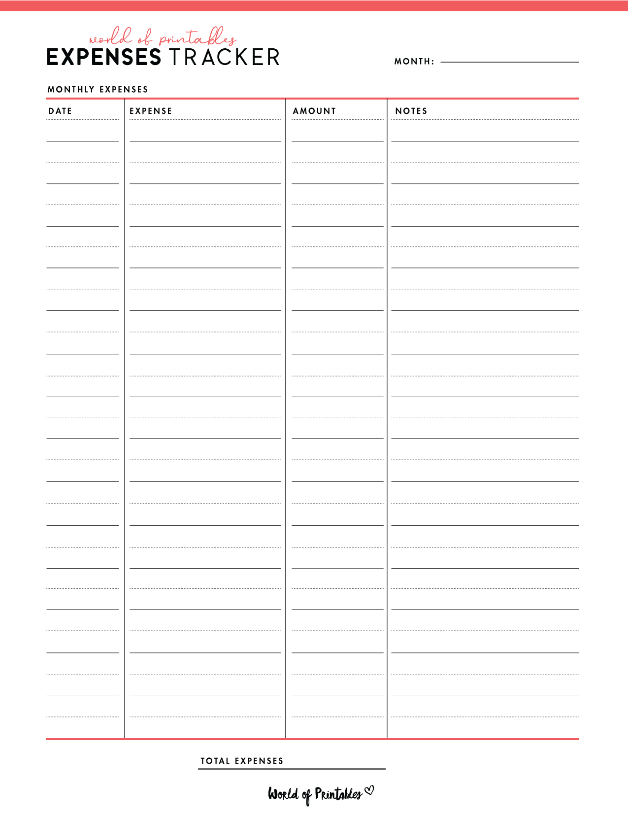 Expense Tracker Templates World Of Printables