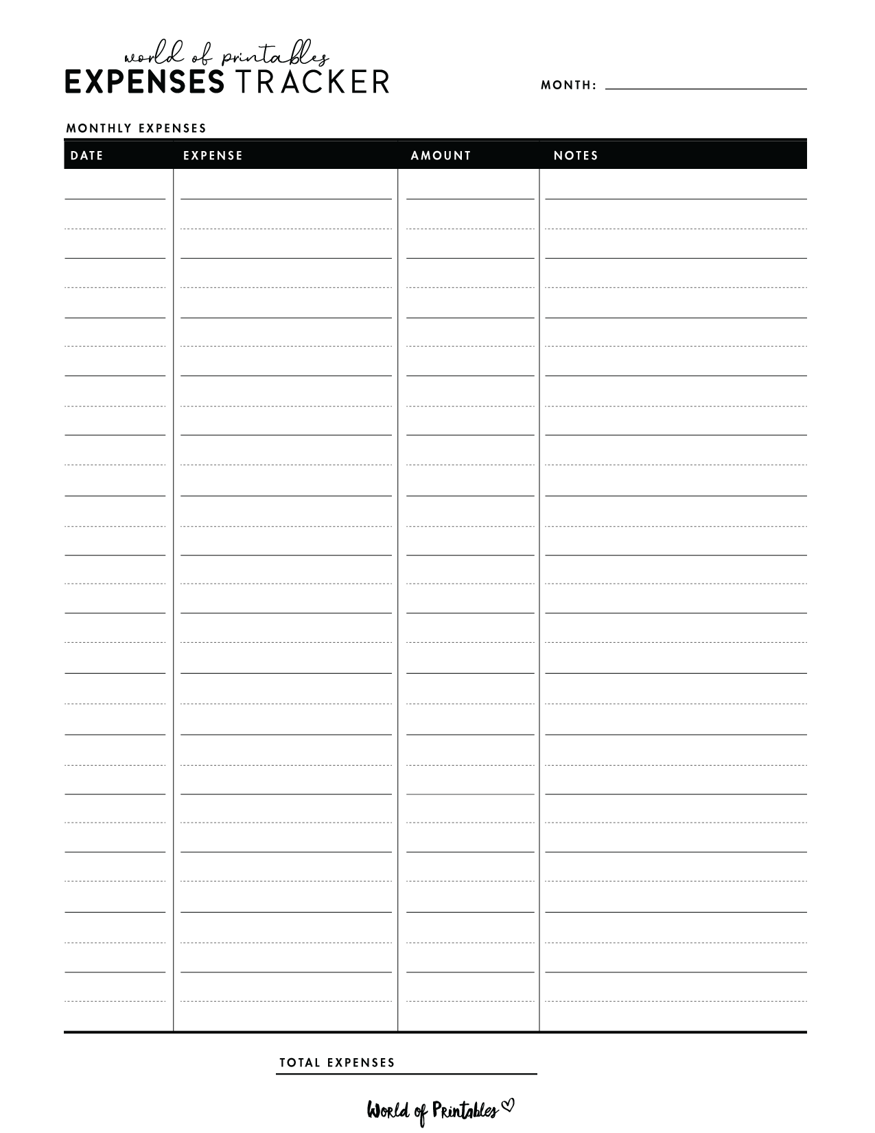 Expense Tracker Templates World Of Printables
