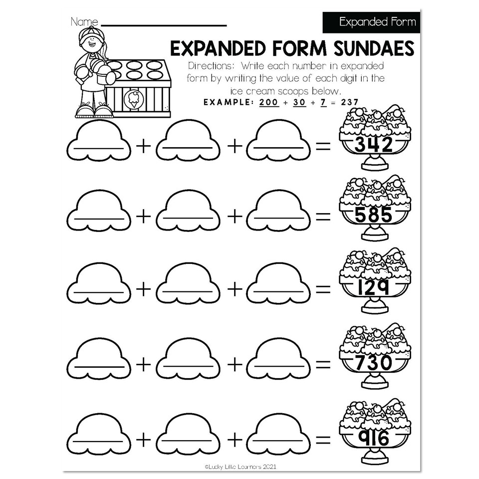 Fall Early Finishers 2nd Grade Math Expanded Form Expanded 