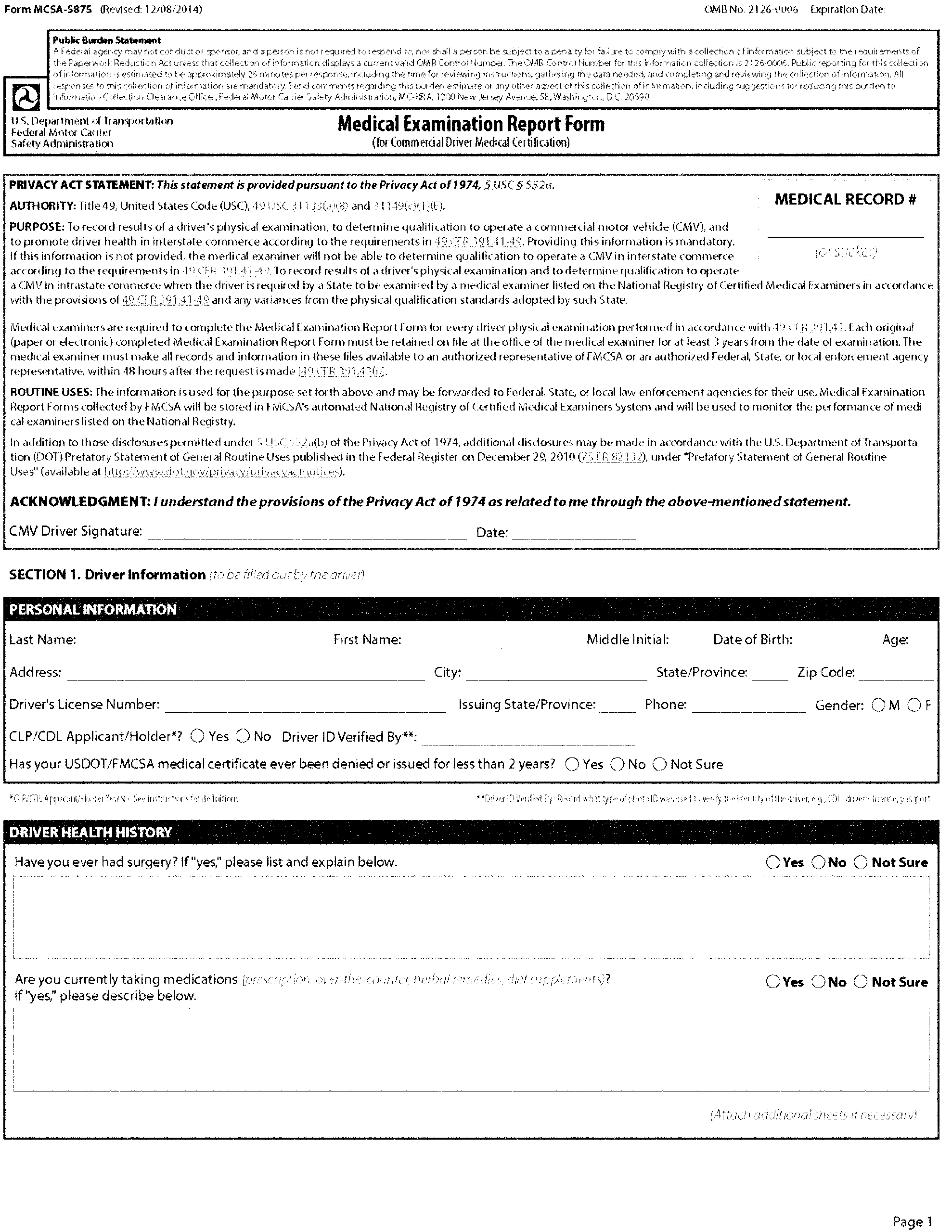 Federal Register Medical Examiner s Certification Integration