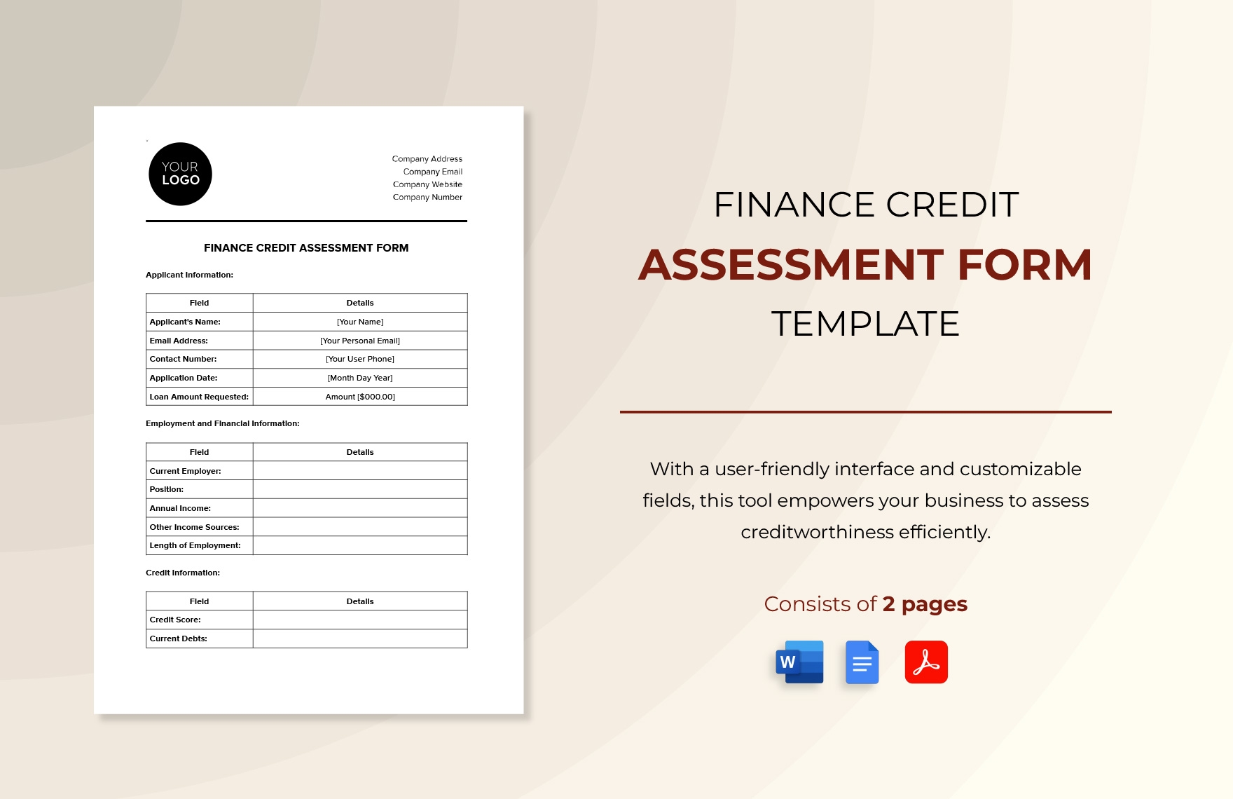 Finance Credit Assessment Form Template In Word PDF Google Docs Download Template
