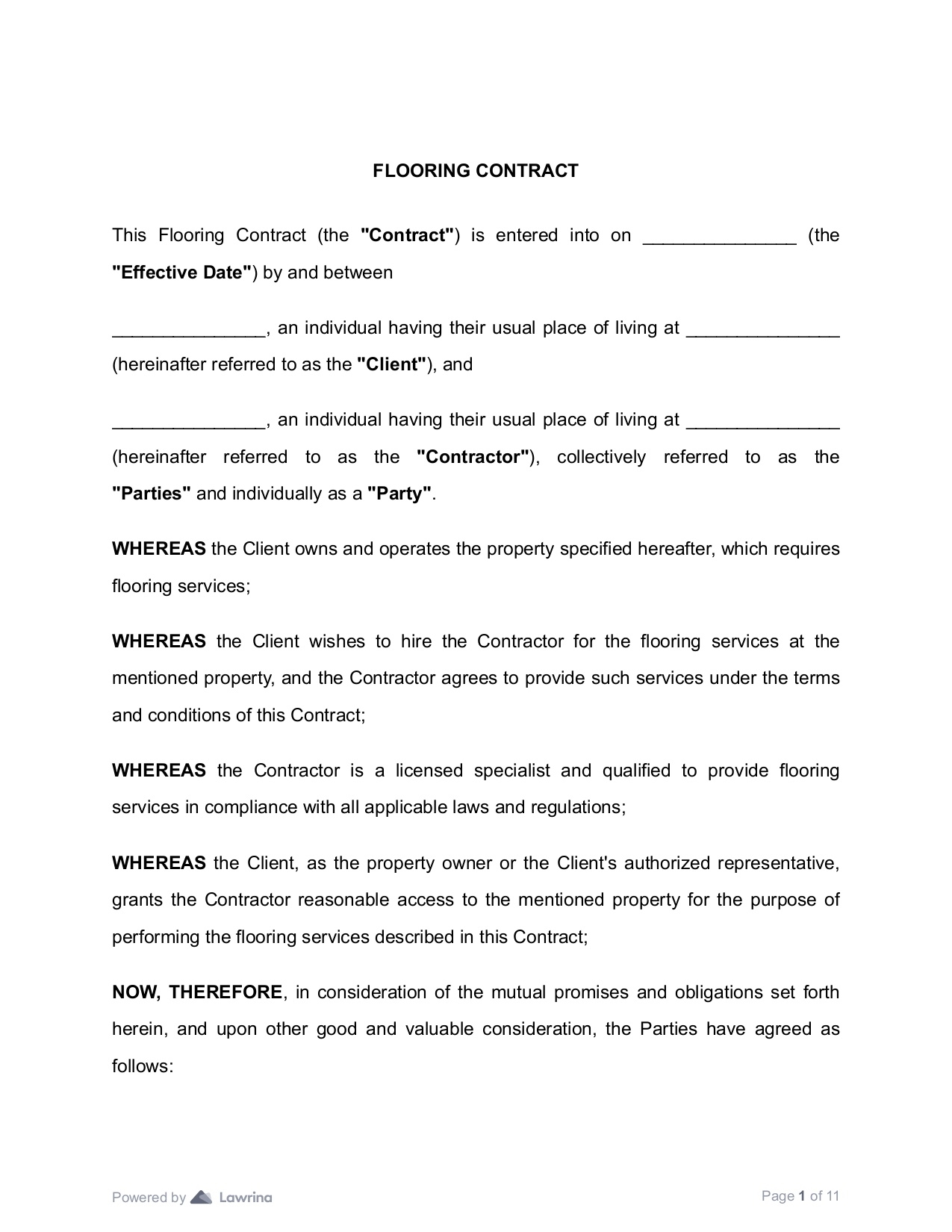 Flooring Contract Template Download PDF Lawrina