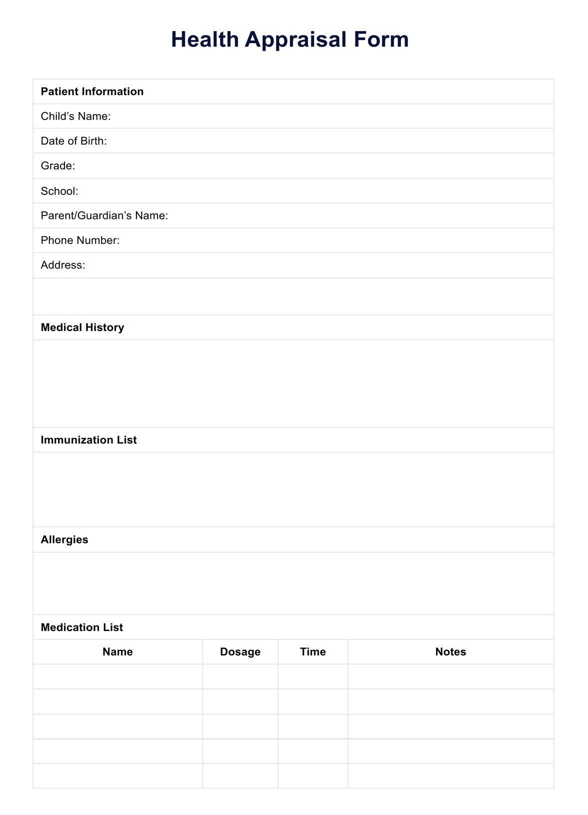 Food Allergy Form U0026 Example Free PDF Download
